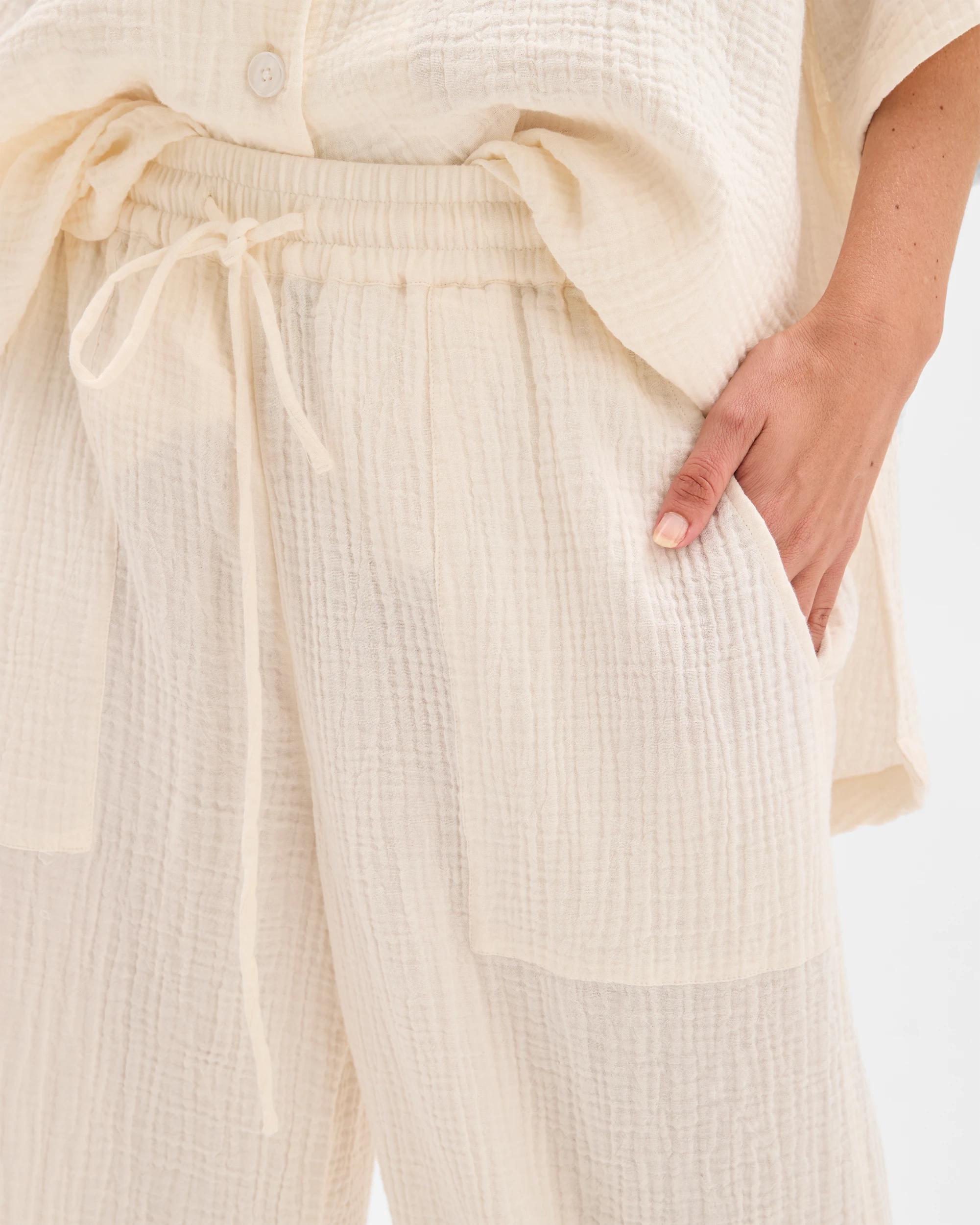 5 Target Woman Australian Cotton Resort Woven Trim Detail Pants WHITE, 5 of 6