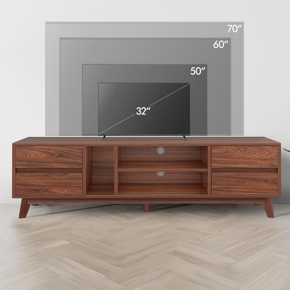 7 Alfordson Entertainment Unit TV Cabinet Stand 180cm Drawer Shelf - Walnut, 7 of 10