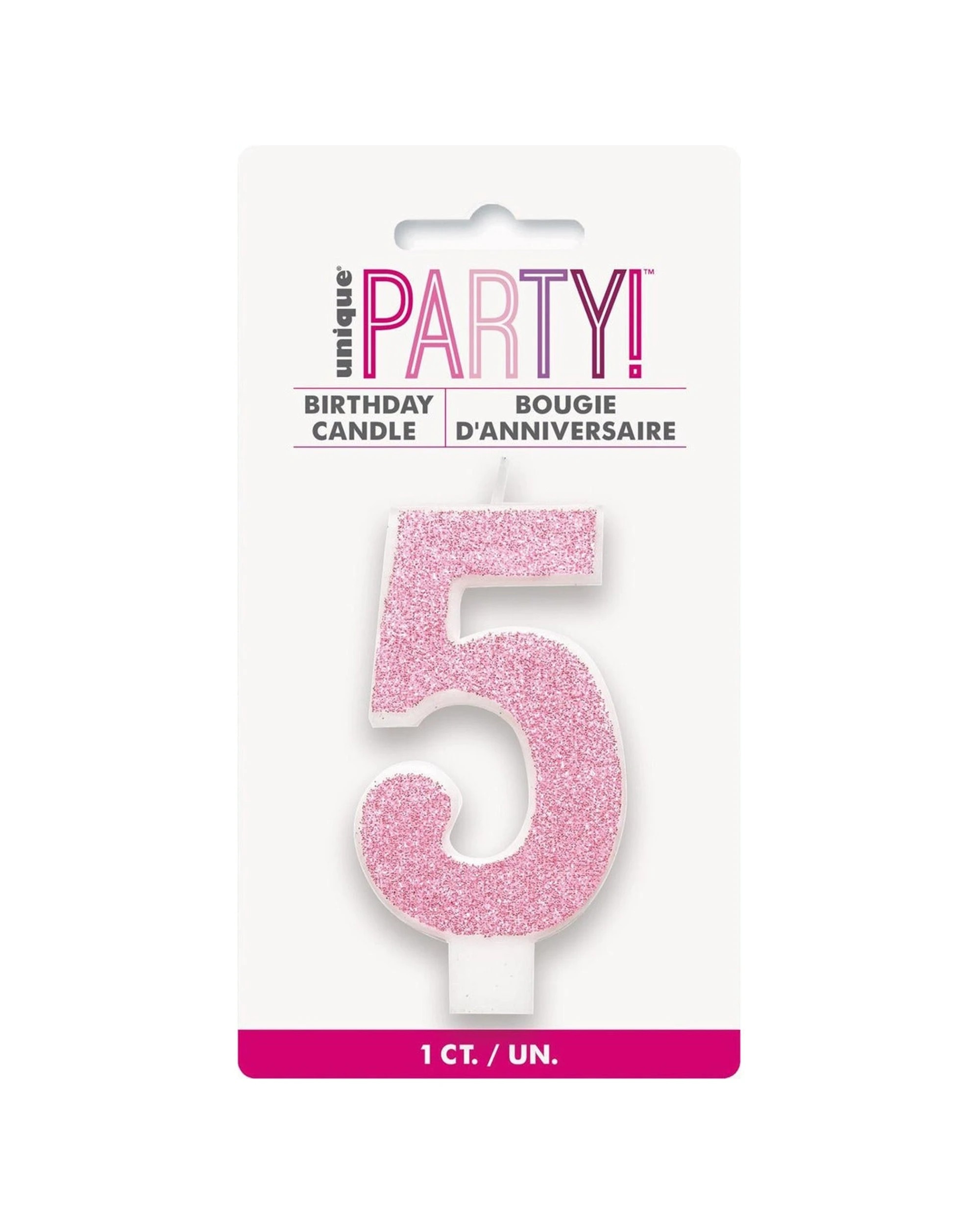 1 Meteor Party Numeral Candle 5 Birthday Cake Decoration - Pink, 1 of 1
