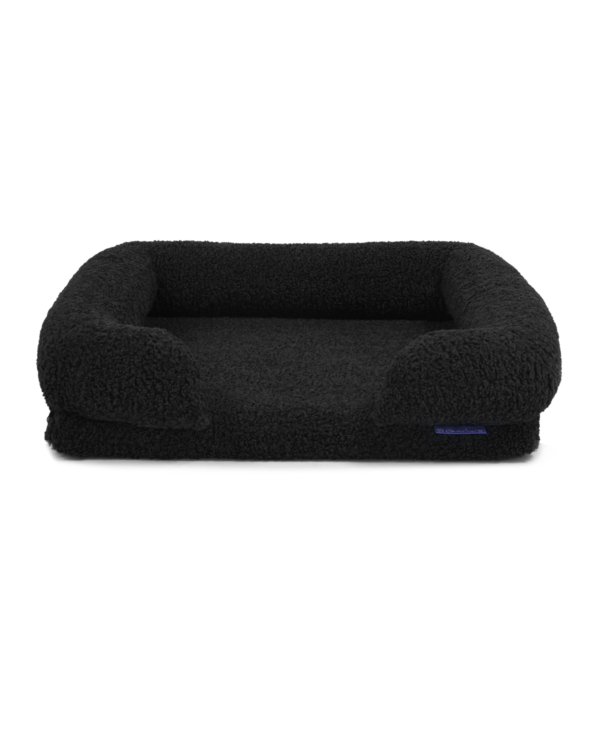 4 Charlie's Teddy Fleece Orthopedic Memory Foam Sofa Dog Bed with Bolster Large - Charcoal, 4 of 9