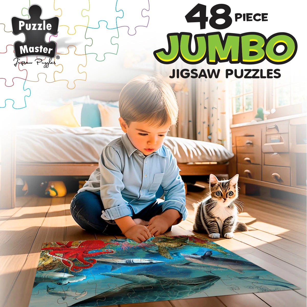 2 Puzzle Master 48 Piece Jumbo Floor Puzzle Underwater World, 2 of 3
