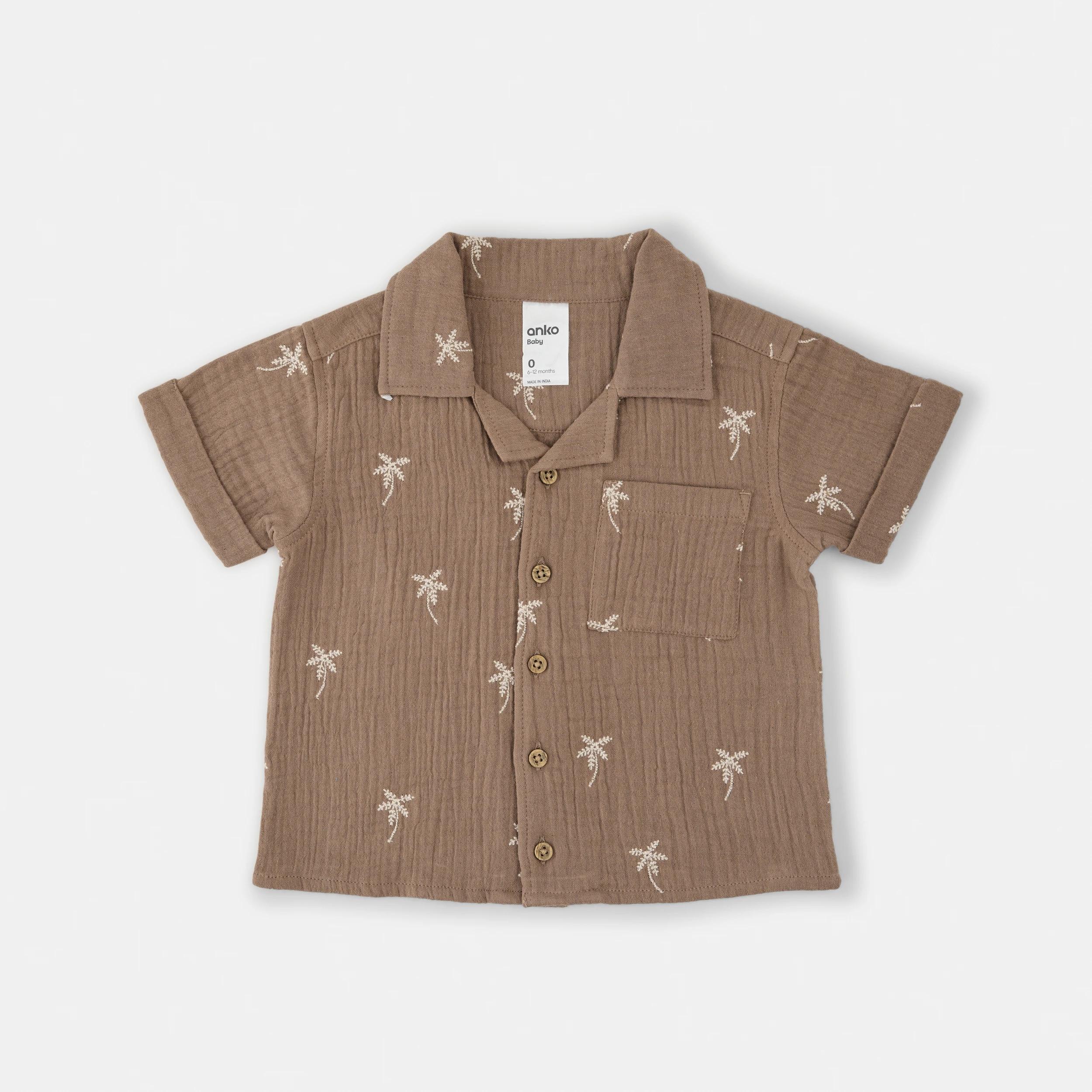 1 Short Sleeve Woven Shirt Brwn Plm, 1 of 3