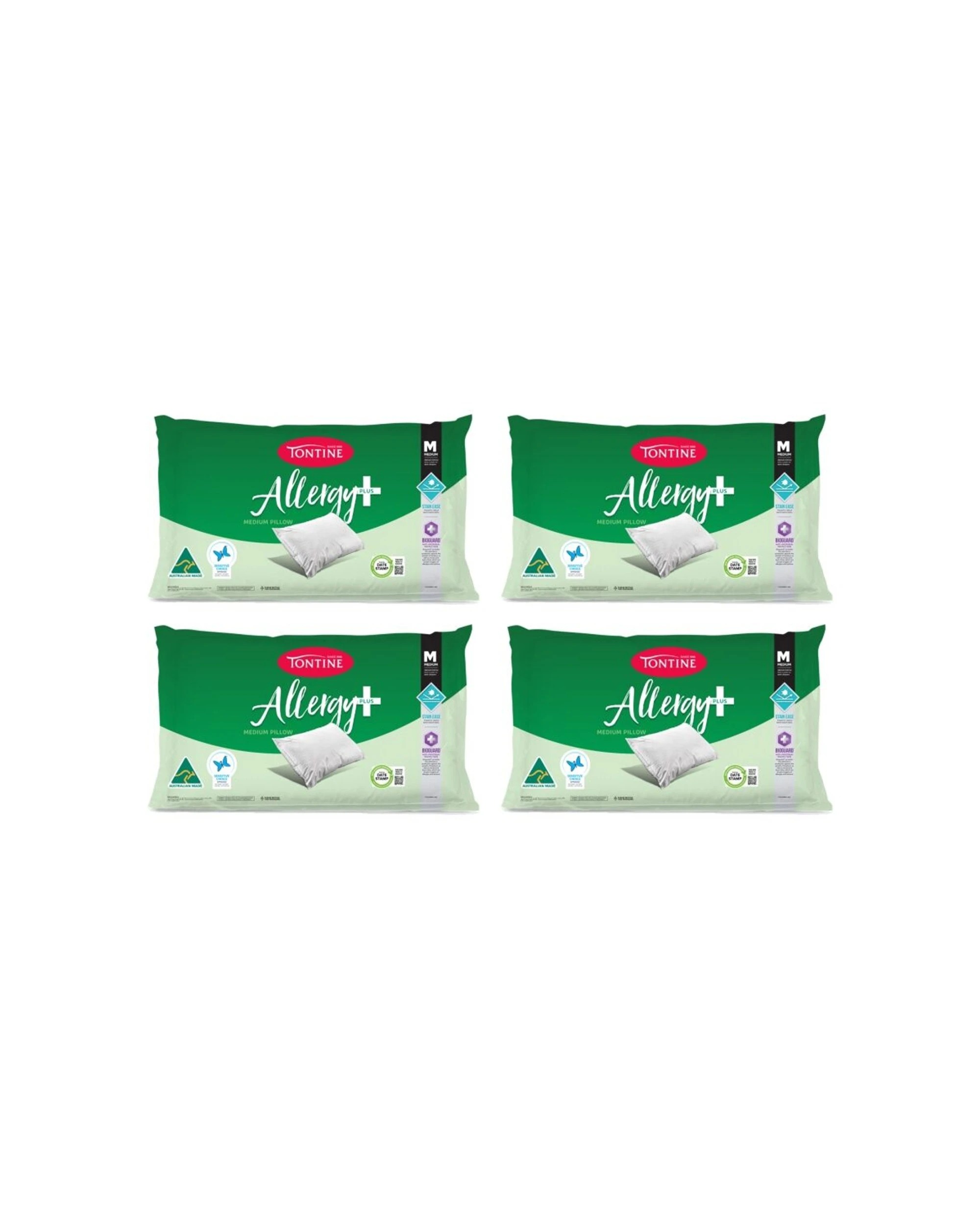 1 Tontine Allergy Plus Stain Ease Pillow Medium Firm Athsma Friendly Standard 4PK - White, 1 of 3