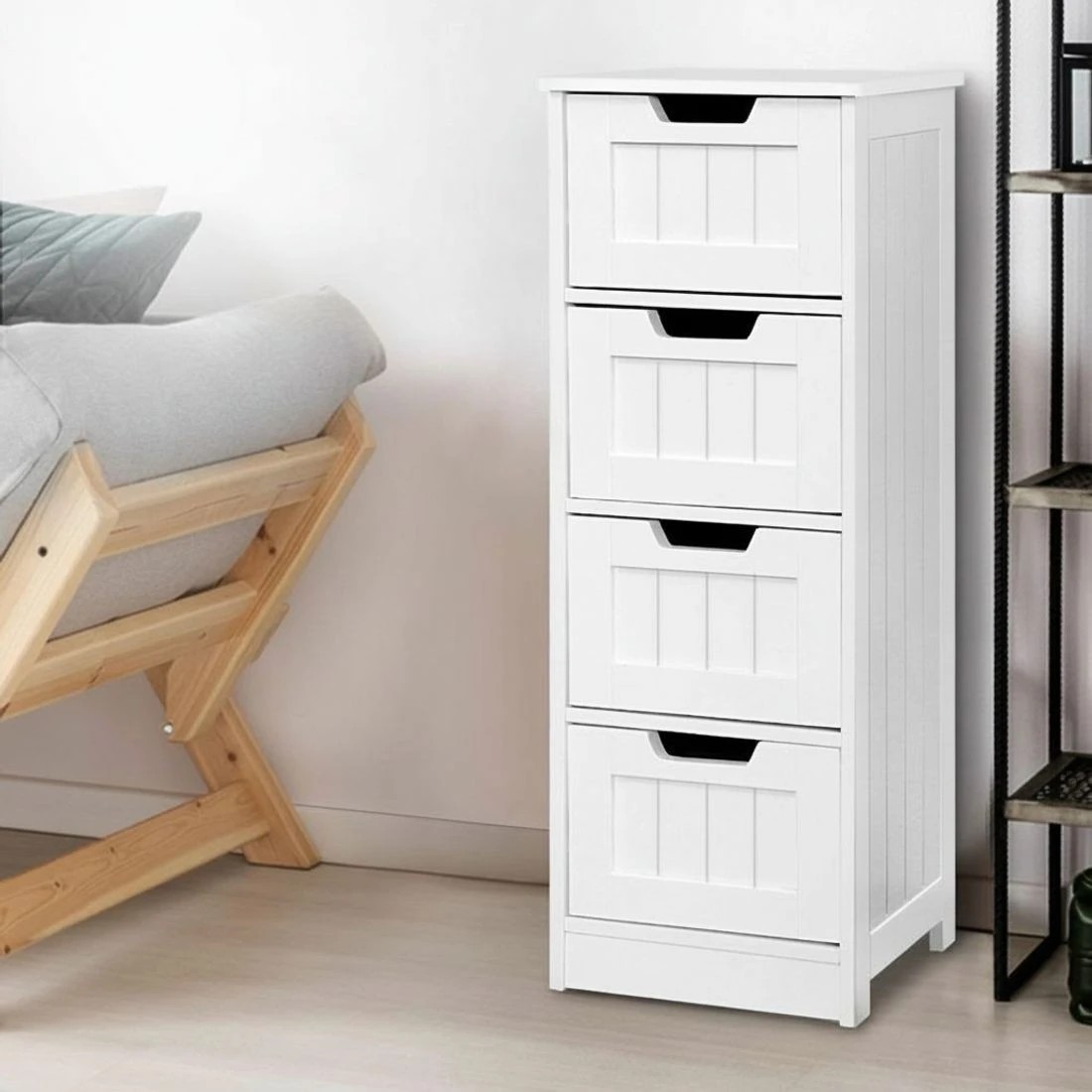 1 Artiss 4 Chest of Drawers Bedroom Storage Tallboy Cabinet Clothes Organizer Smooth Runners Easy Assembly - White, 1 of 8