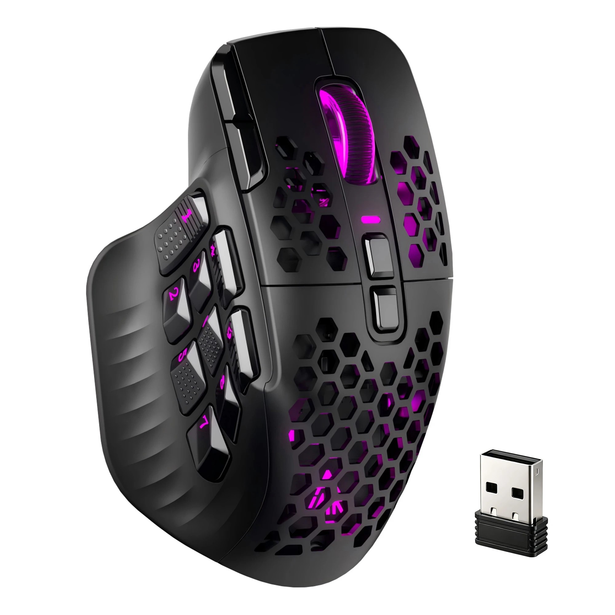 1 Solakaka Wireless MMO Gaming Mouse 16 Buttons Bluetooth 24000 DPI RGB - Black, 1 of 10
