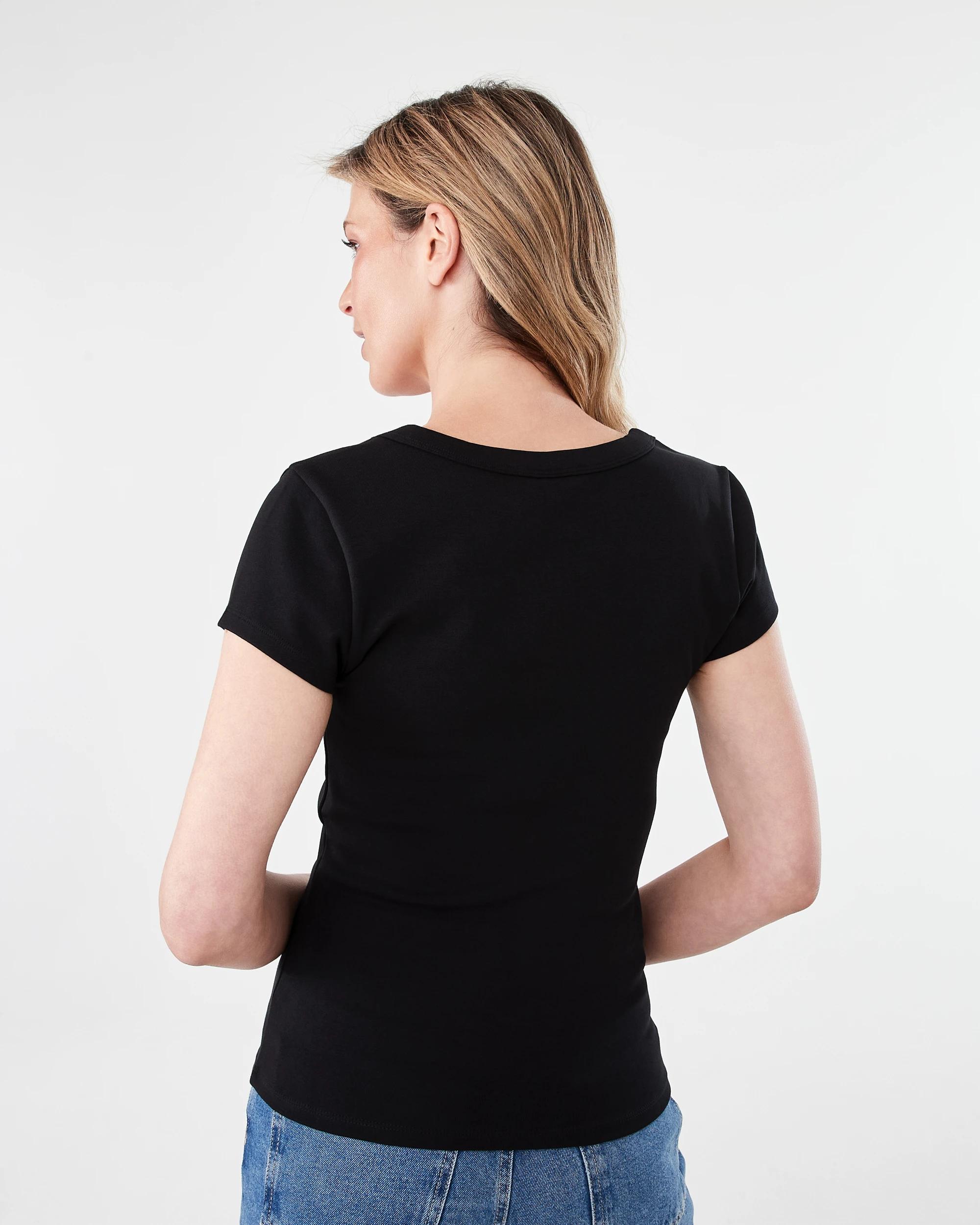 3 Short Sleeve Elevated Scoop Neck T-shirt Black, 3 of 5