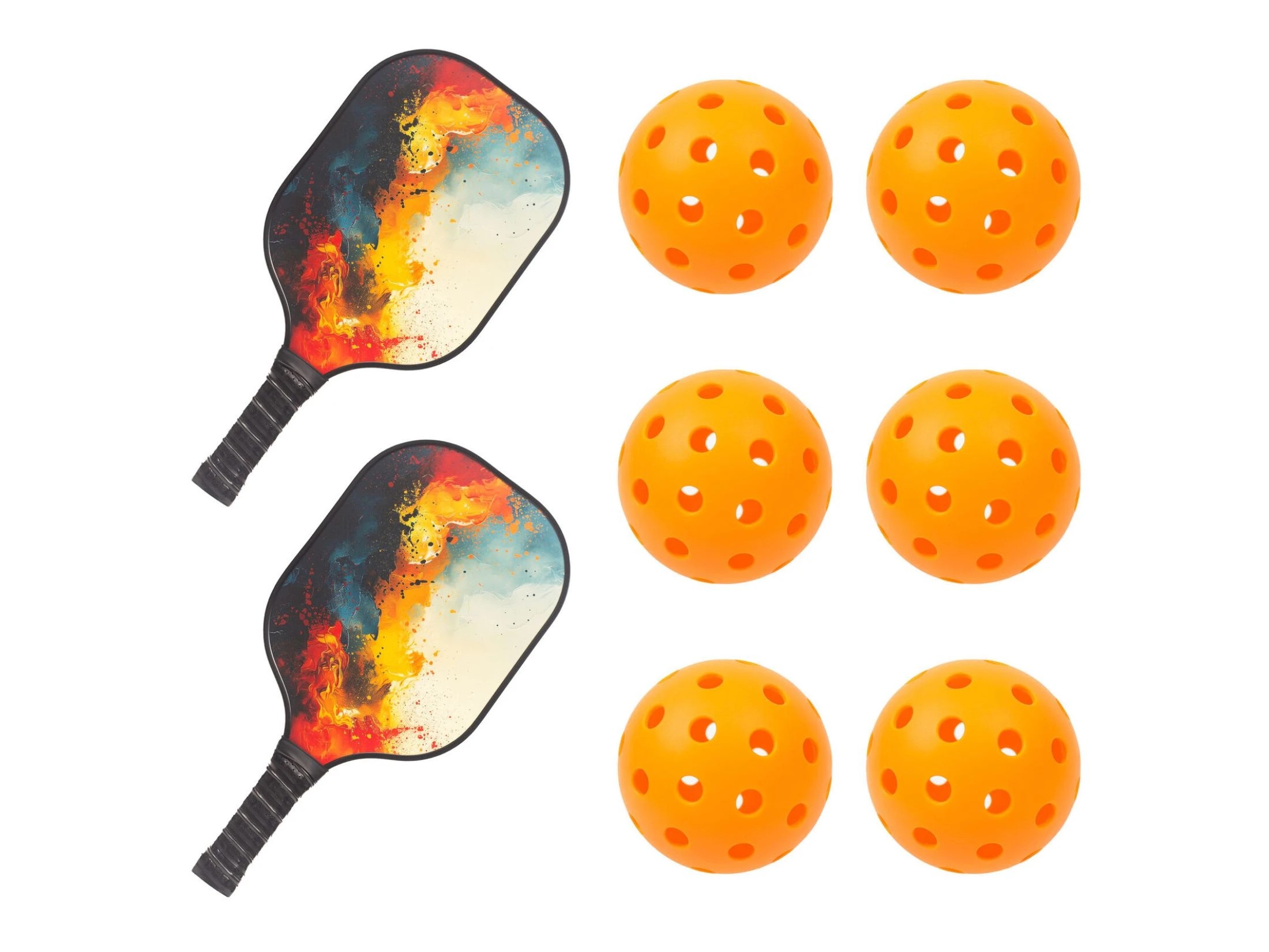 6 Hacienda Pickleball Set with 6 Aerodynamic Balls and 2 Fiberglass Paddles, 6 of 6
