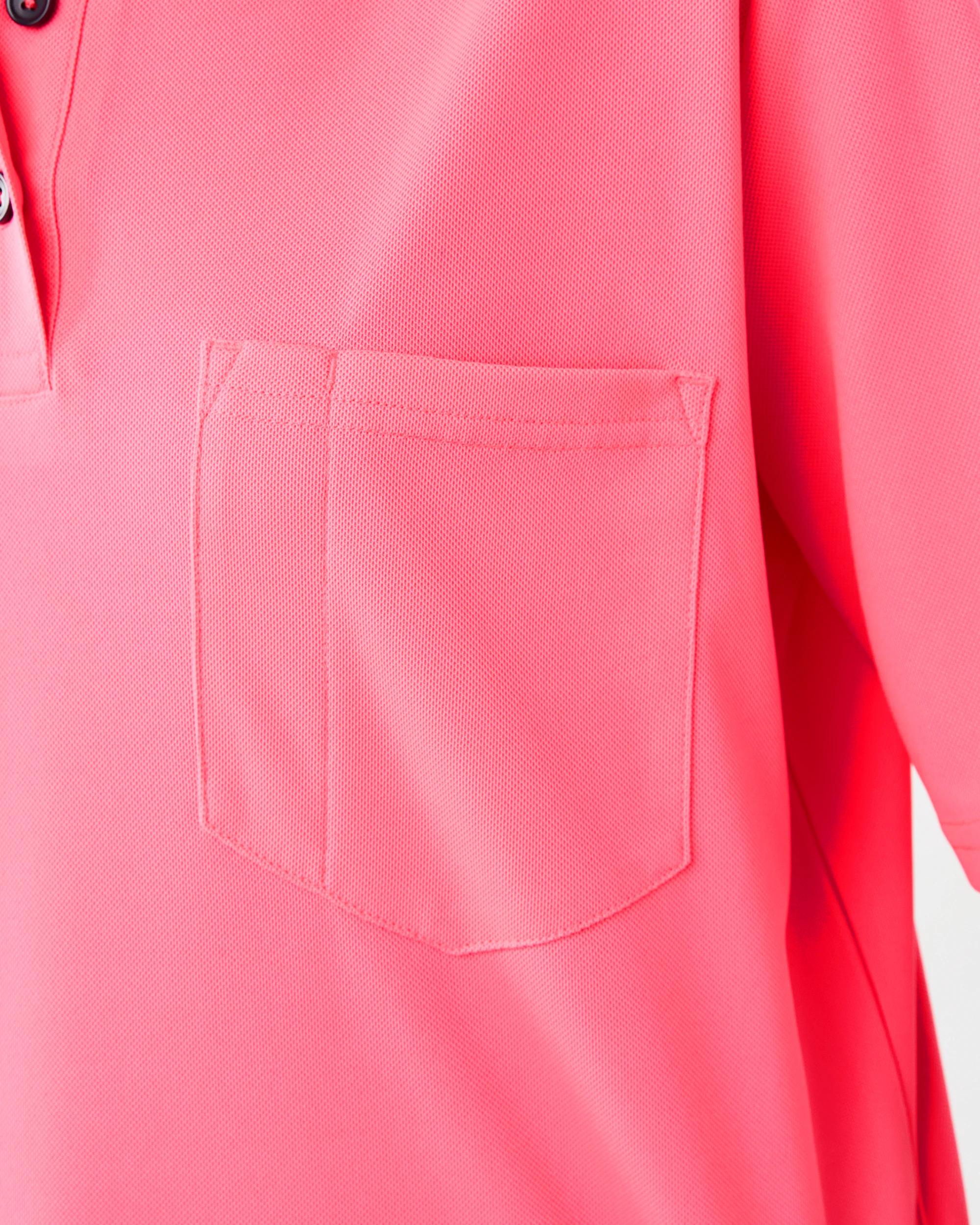 6 Workwear Short Sleeve Cool Polo Shirt SAFETY PINK, 6 of 7