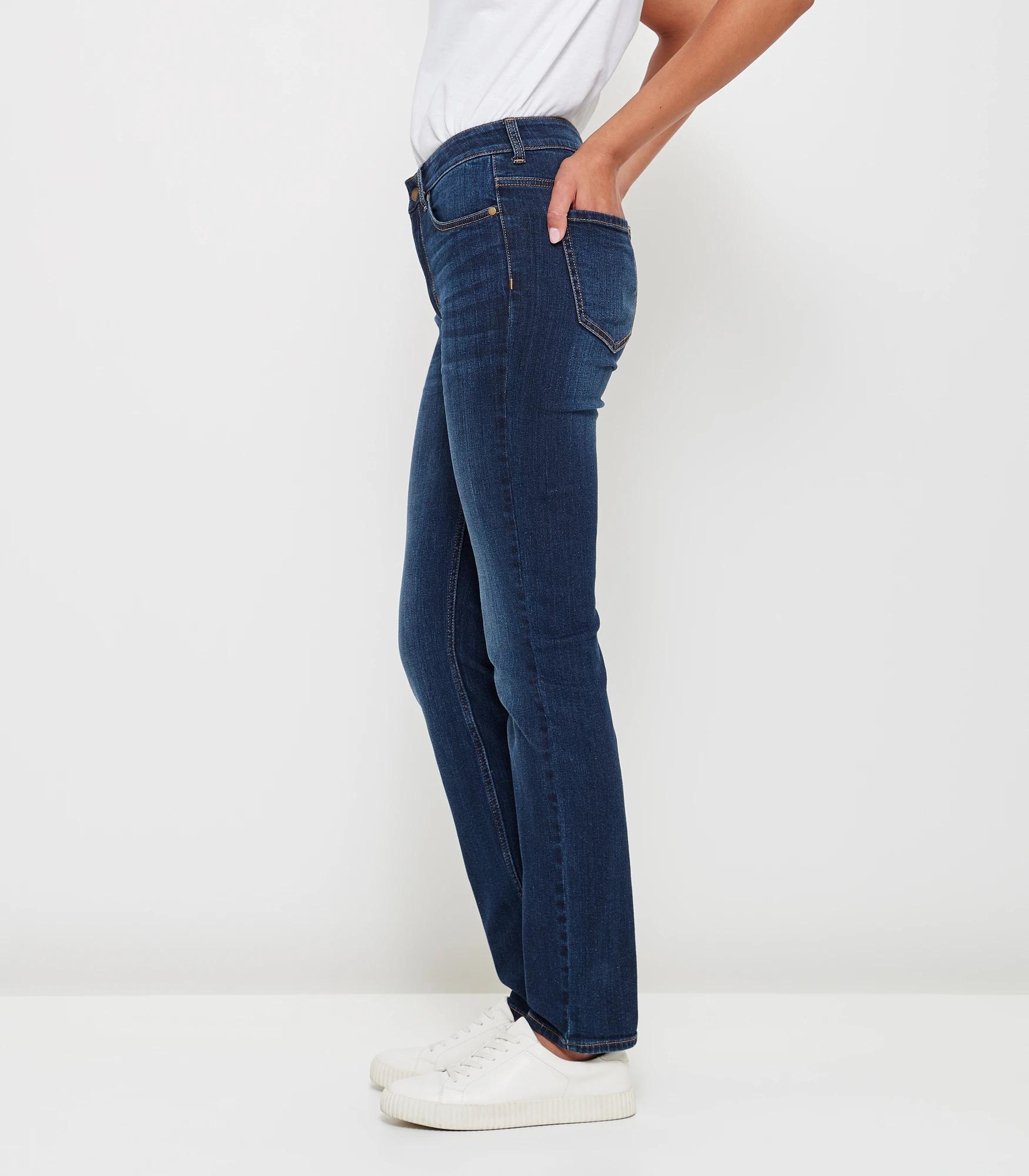 3 Target Alexa Straight High Rise Full Length Denim Jeans DARK BLUE WASH, 3 of 6