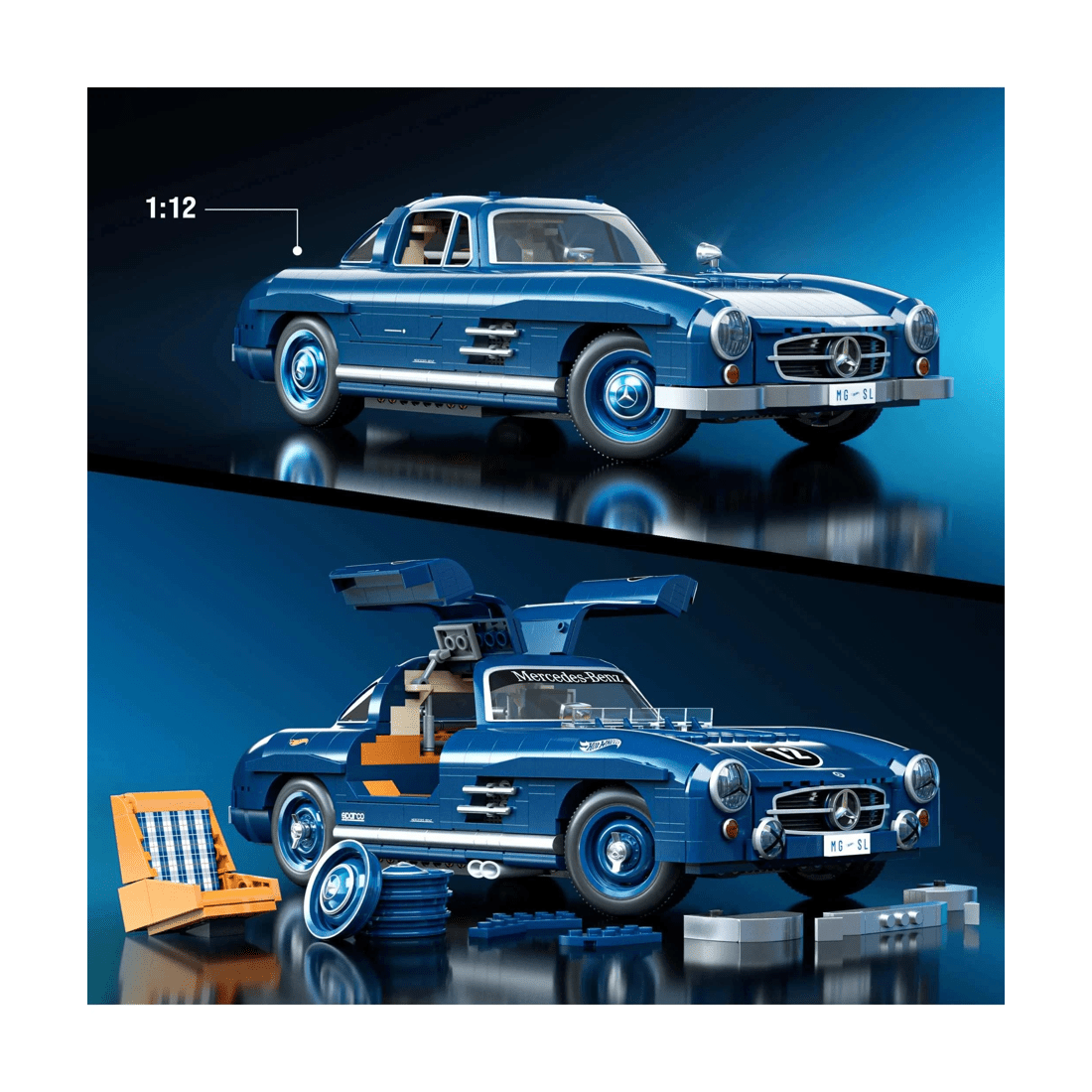 3 Mattel Brick Shop Hot Wheels Mercedes-Benz 300 Sl Building Toy Kit - Multi, 3 of 5