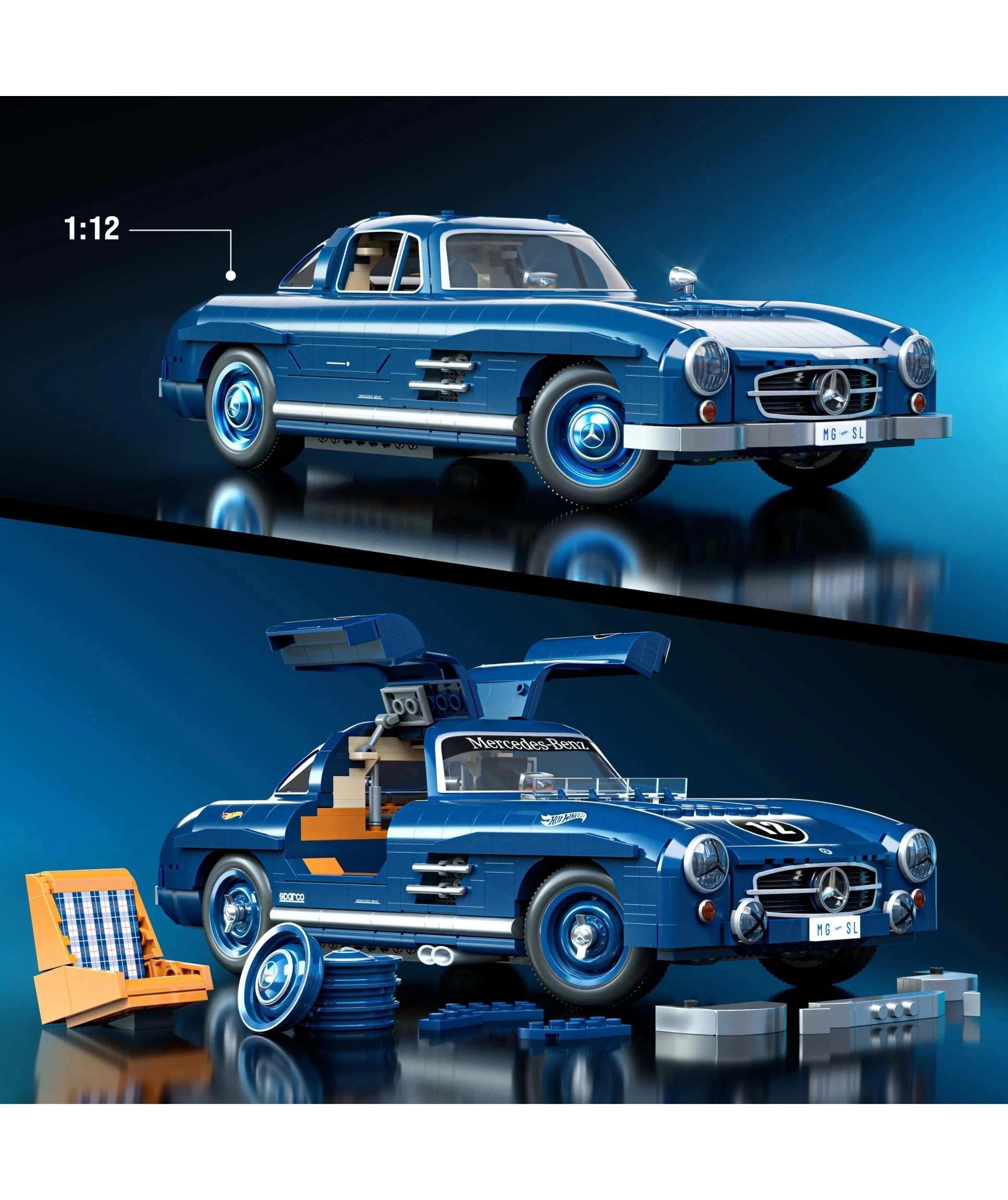 3 Mattel Brick Shop Hot Wheels Mercedes-Benz 300 Sl Building Toy Kit - Multi, 3 of 5