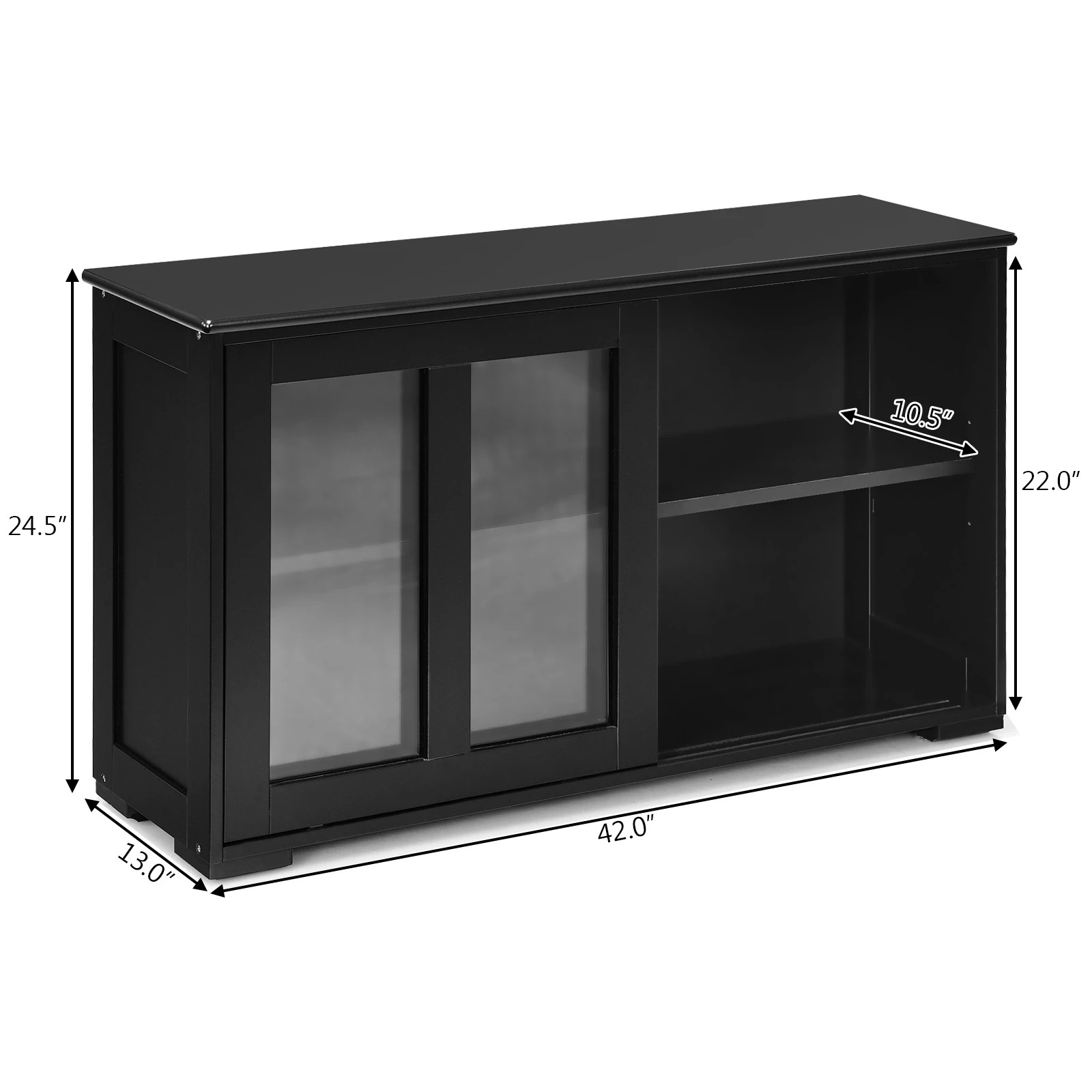 3 Costway Kitchen Buffet Storage Cabinet Black, 3 of 4