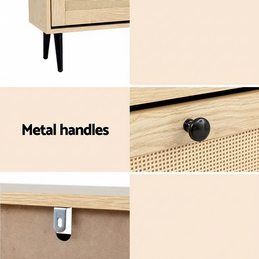 4 Artiss Shoe Rack Cabinet 3 Flip-out Drawers Pine - Natural, 4 of 6