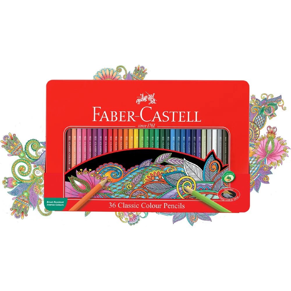 3 Faber-Castell Classic Coloured Pencils Tin 36 Pack, 3 of 3