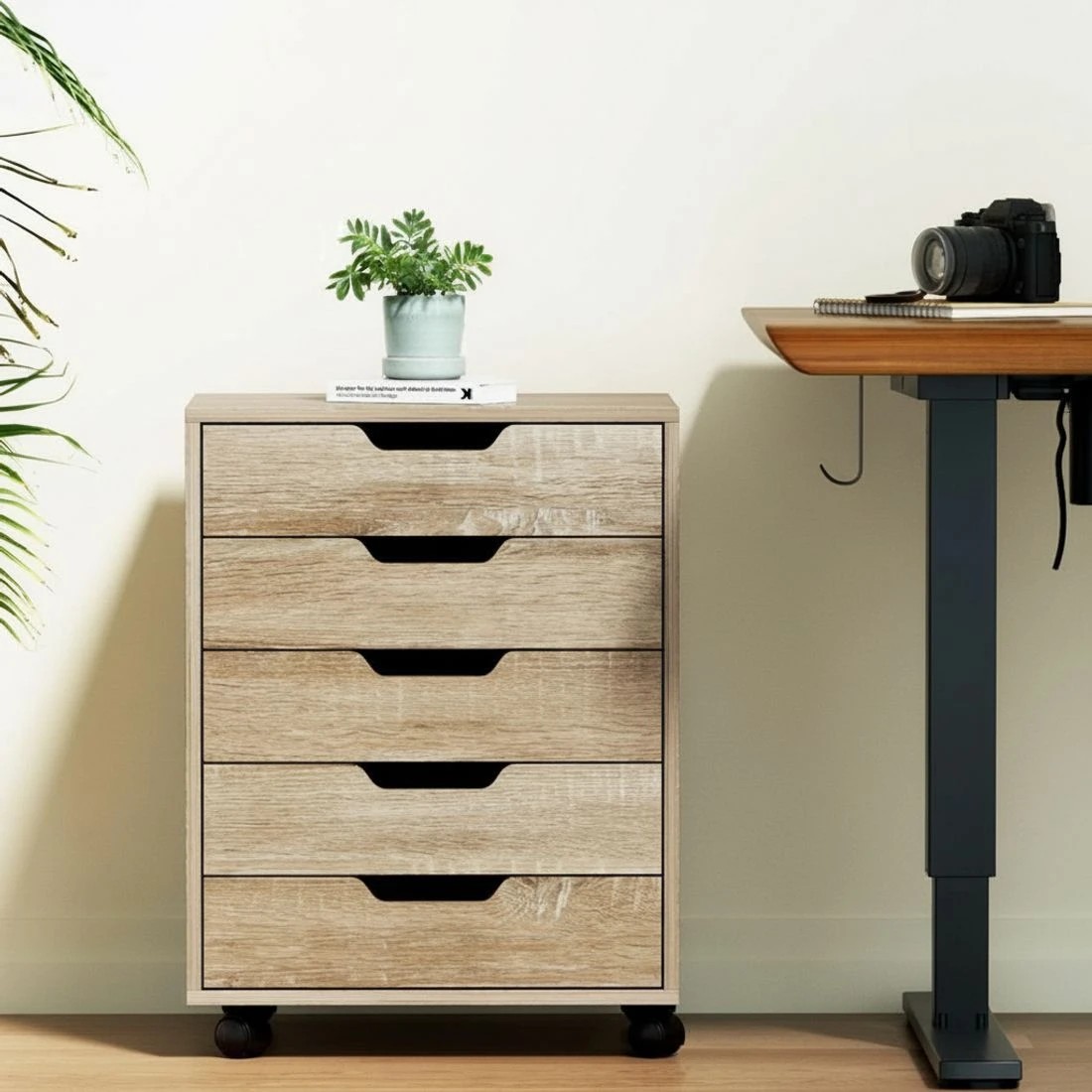 7 Artiss 5-Drawer Filing Cabinet - Brown, 7 of 8