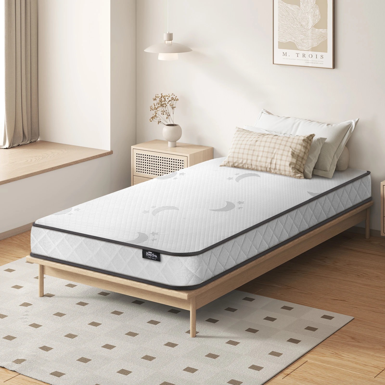 3 Bedra Bedding Single Mattress Tight Top Bed Bonnell Spring Foam 13cm
 - White, 3 of 10