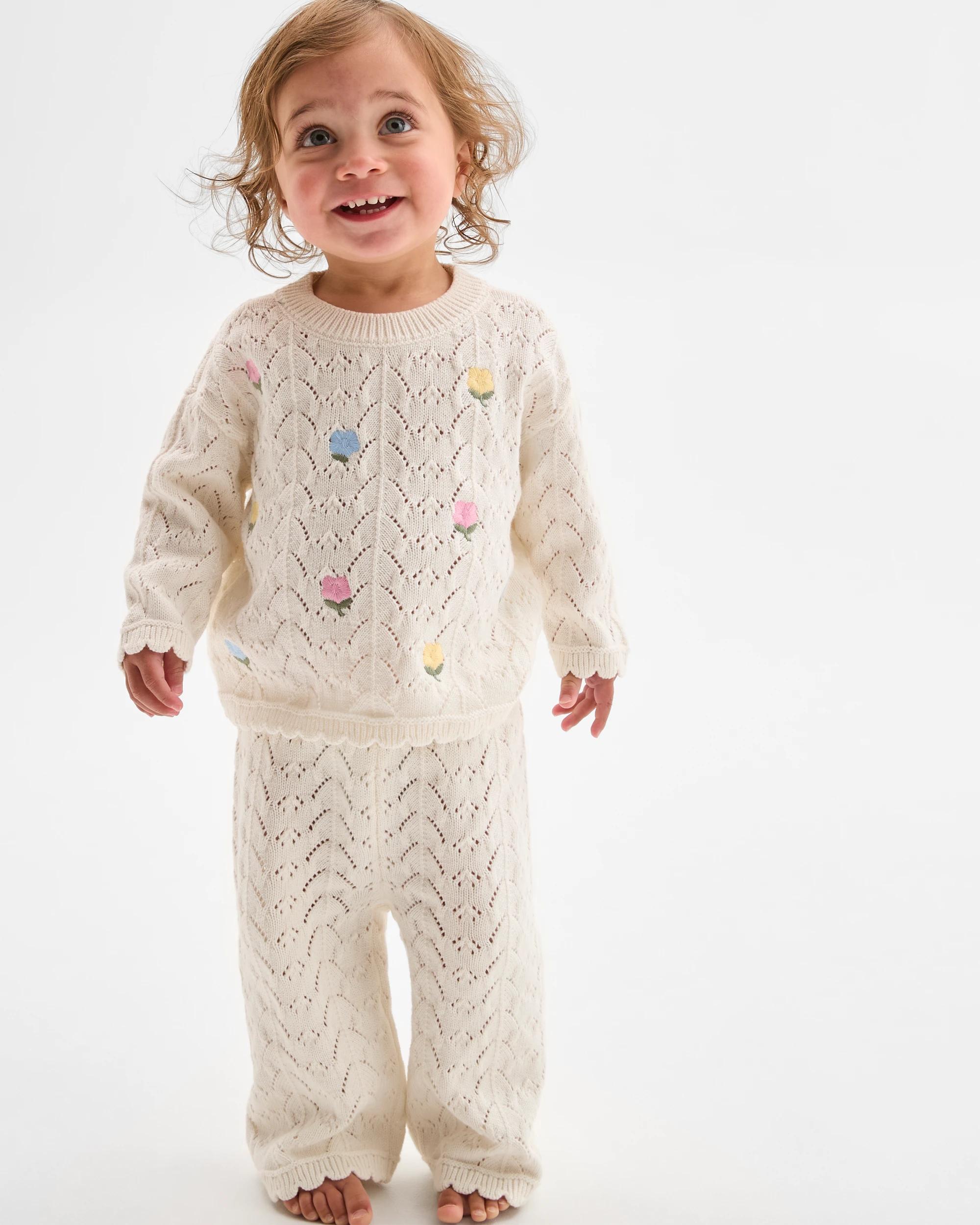 2 Target Baby Organic Cotton Knit 2 Piece Set POINTELLE GARDENIA, 2 of 2
