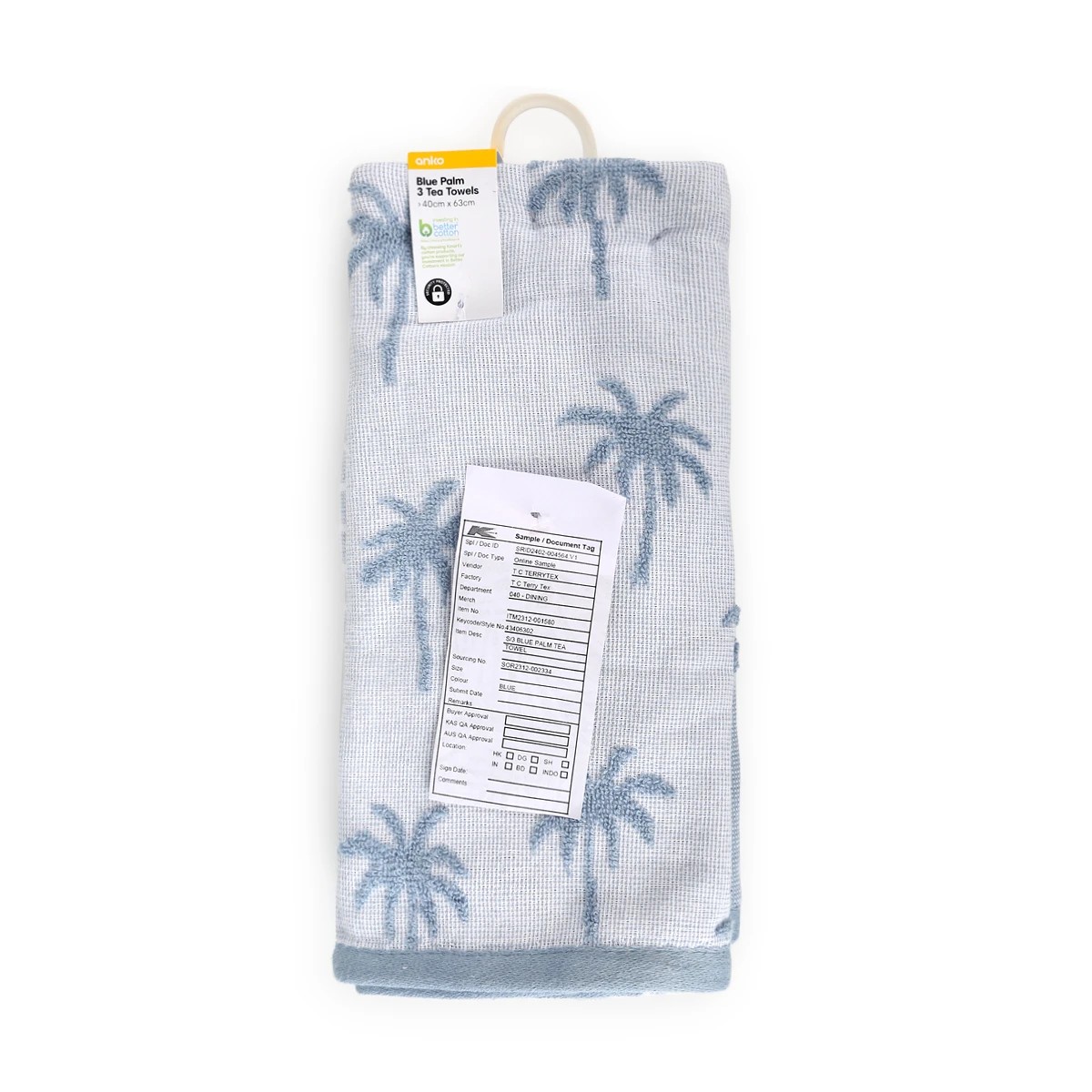 7 3 Pack Blue Palm Tea Towels, 7 of 7