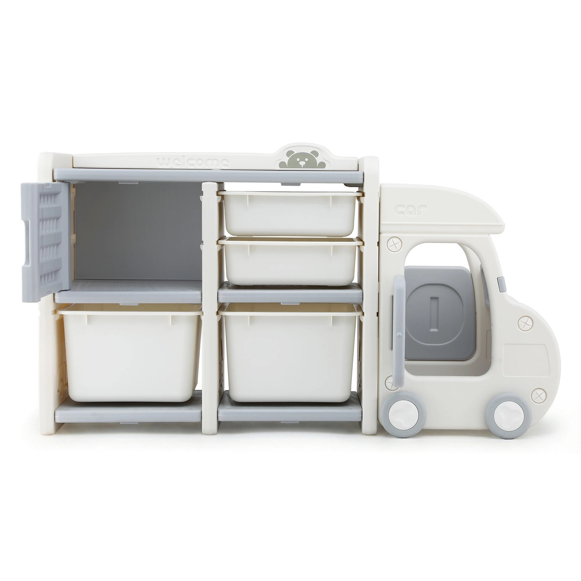 2 Keezi Toy Storage Organizer with 4 Storage Bins and Cabinet Bookcase Kids Toys - Multi, 2 of 6