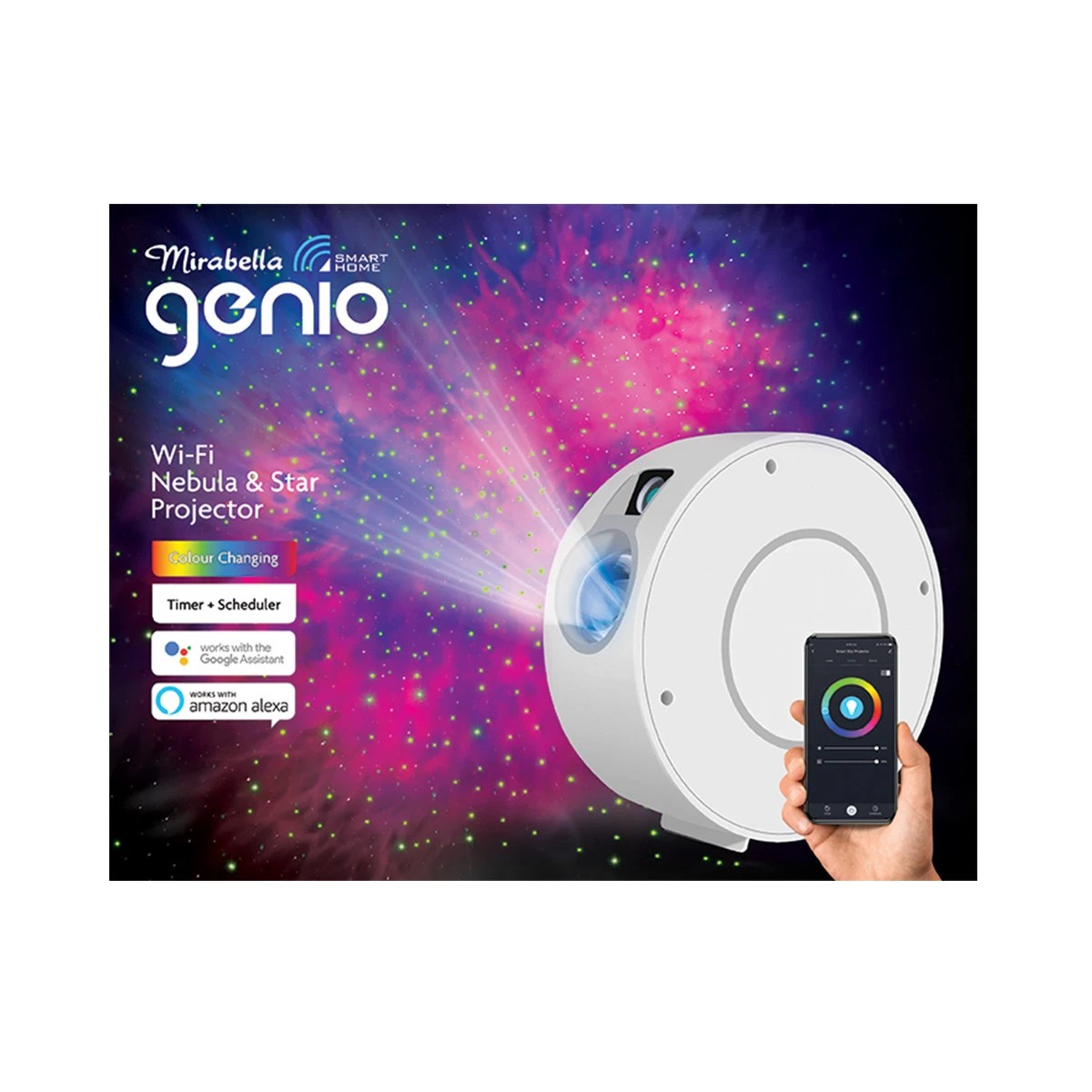 1 Mirabella Genio Wi-Fi Nebula & Star Projector, 1 of 4