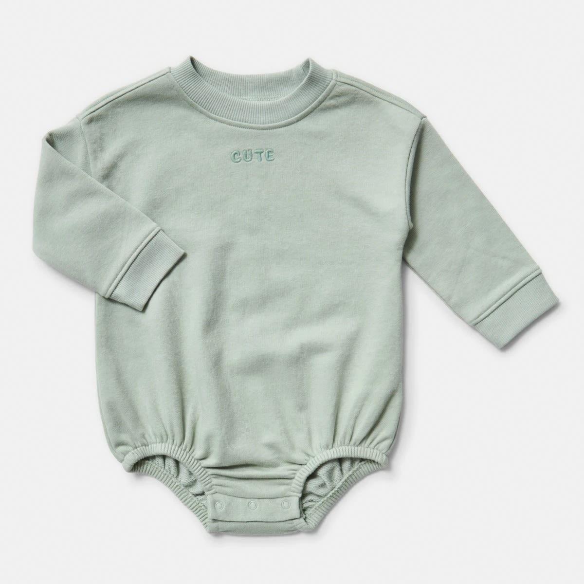 1 Long Sleeve Terry Bodysuit AQUA GREY CUTE, 1 of 5