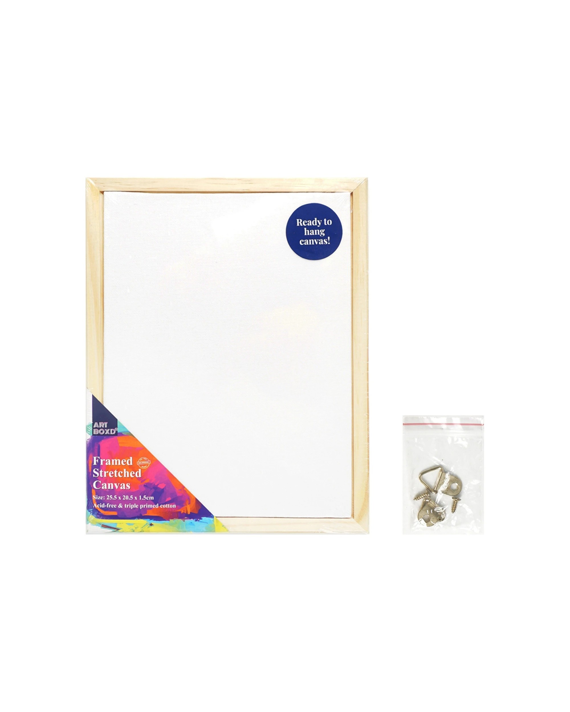 2 Art Boxd 8PK 25.5cm Stretched Arts & Craft Canvas 280gsm With Wooden Frame Medium - Natural, 2 of 2