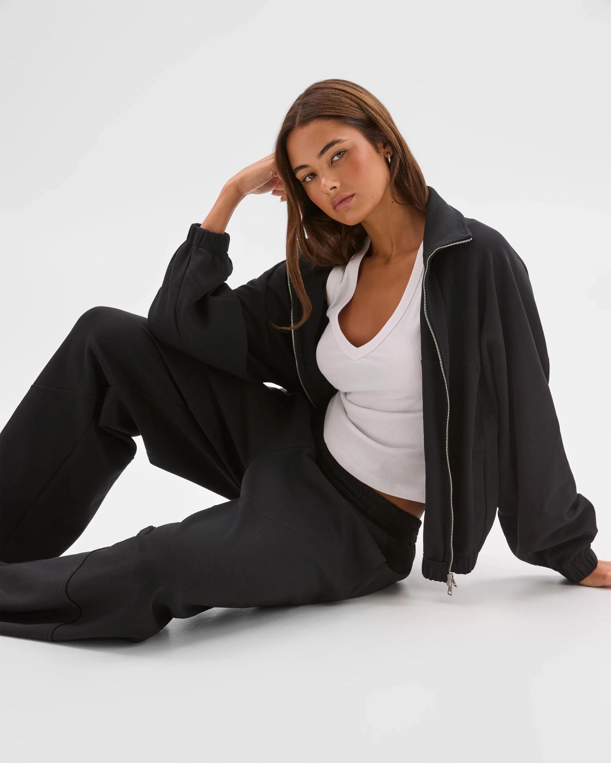 6 Lily Loves Australian Cotton Blend Angled Pocket Trackpants BLACK, 6 of 6