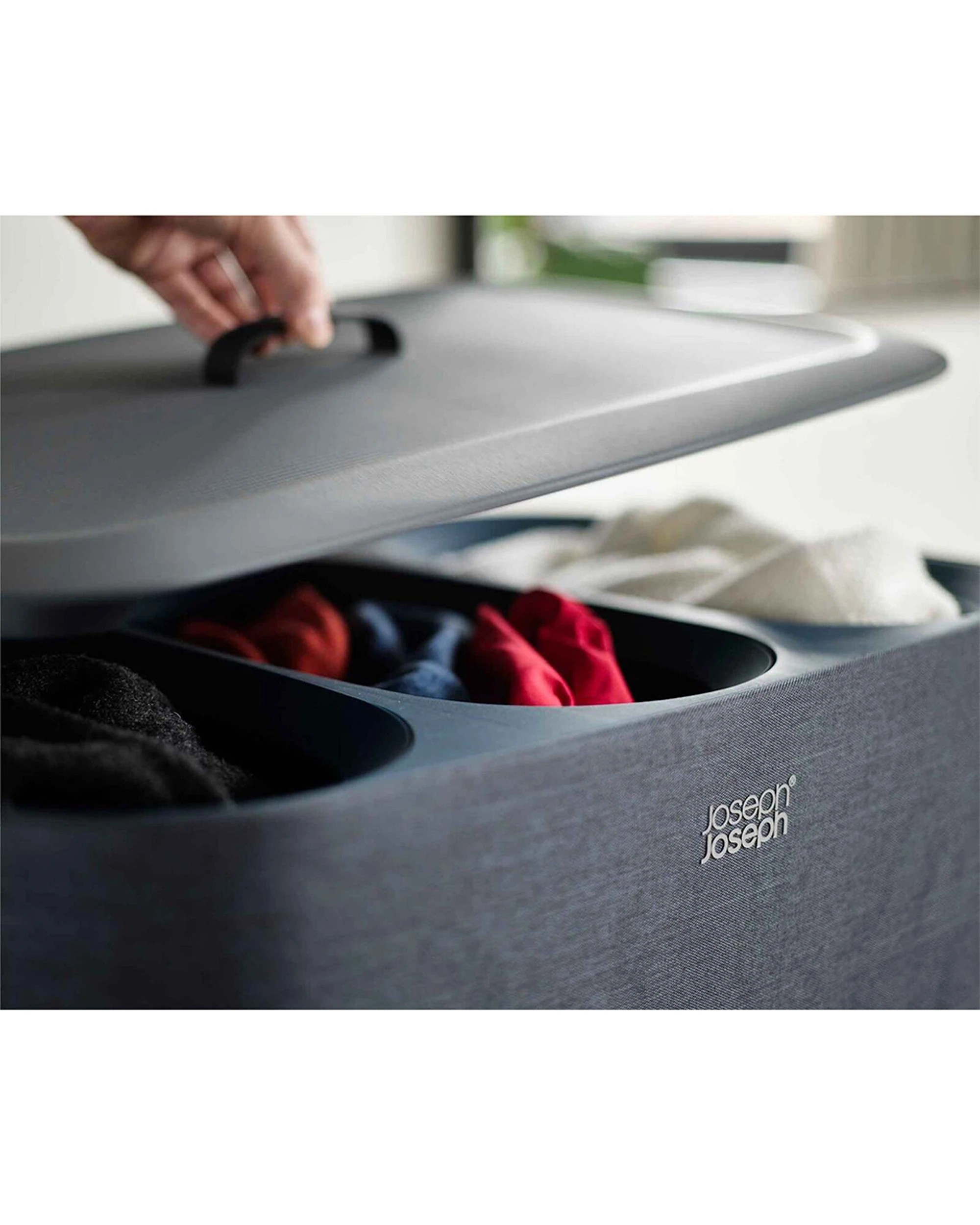 4 Joseph Joseph Tota Trio 90L Laundry Basket Three Compartments Removable - Black, 4 of 6