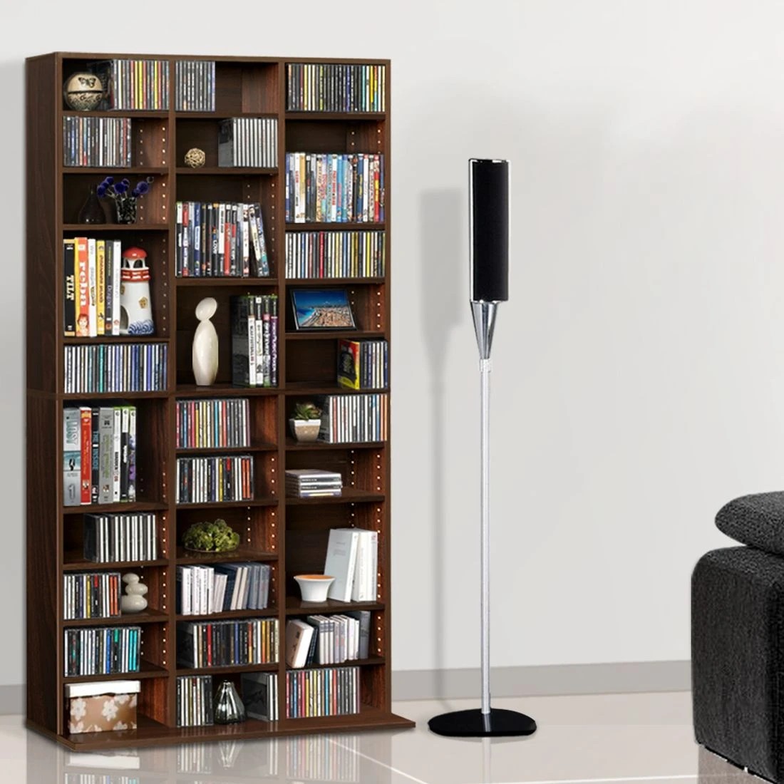 3 Artiss Bookshelf CD Storage Rack - Brown, 3 of 10