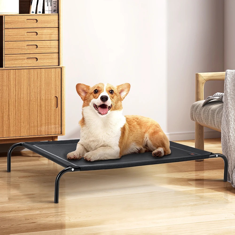 3 Petzly Cooling Elevated Pet Dog Bed for Large Dog Washable Breathable Mesh - Black, 3 of 3