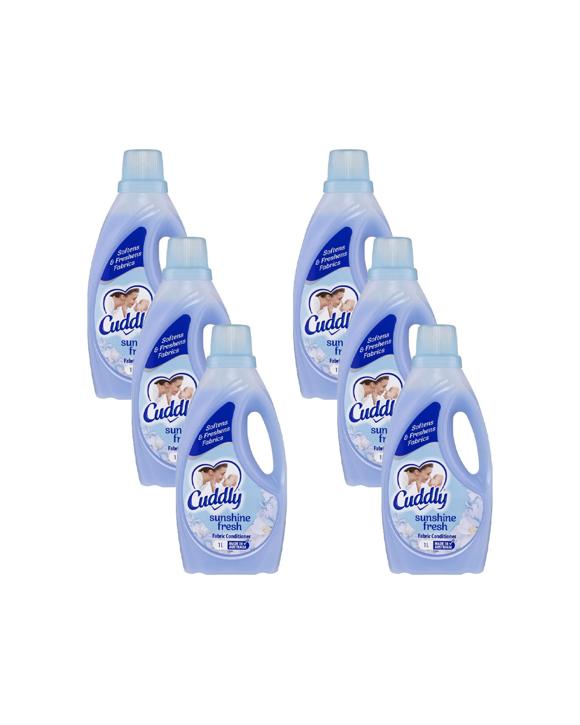 Cuddly 6PK Laundry Liquid Fabric Softener Conditioner Sunshine Fresh 1L - Blue