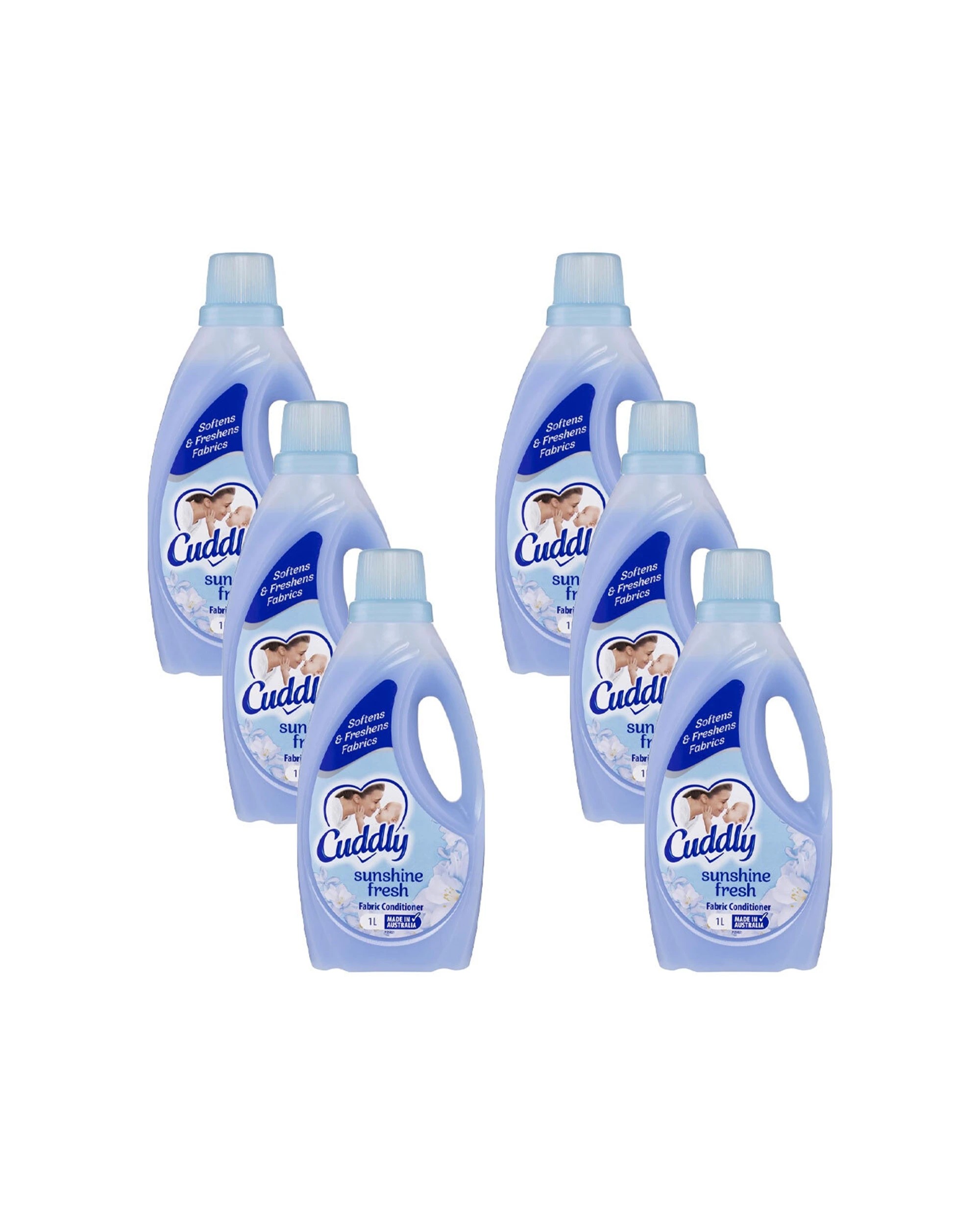 1 Cuddly 6PK Laundry Liquid Fabric Softener Conditioner Sunshine Fresh 1L - Blue, 1 of 3
