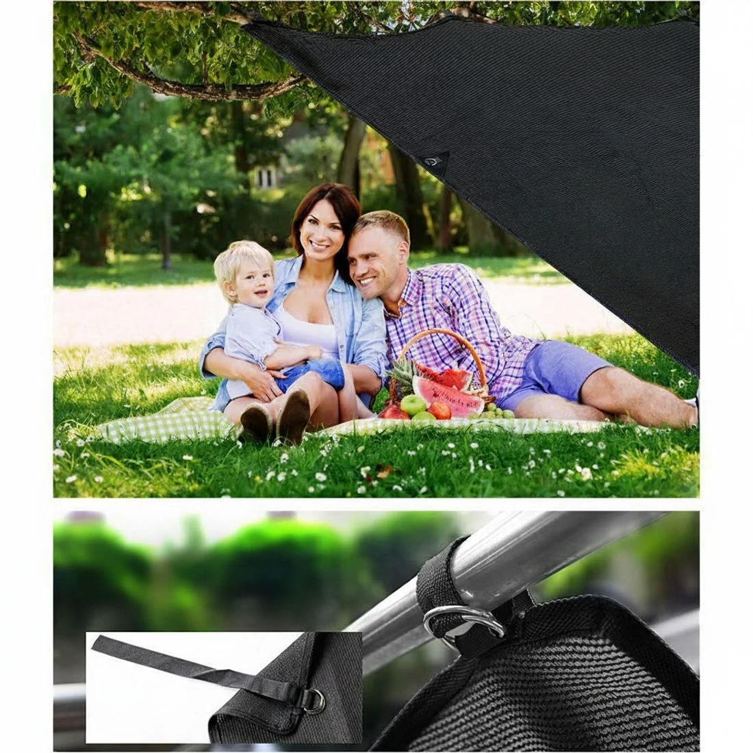 6 Weisshorn Caravan Privacy Screen Roll Out Awning 1.95x2.2M Sun Shade End Wall Side - Black, 6 of 6
