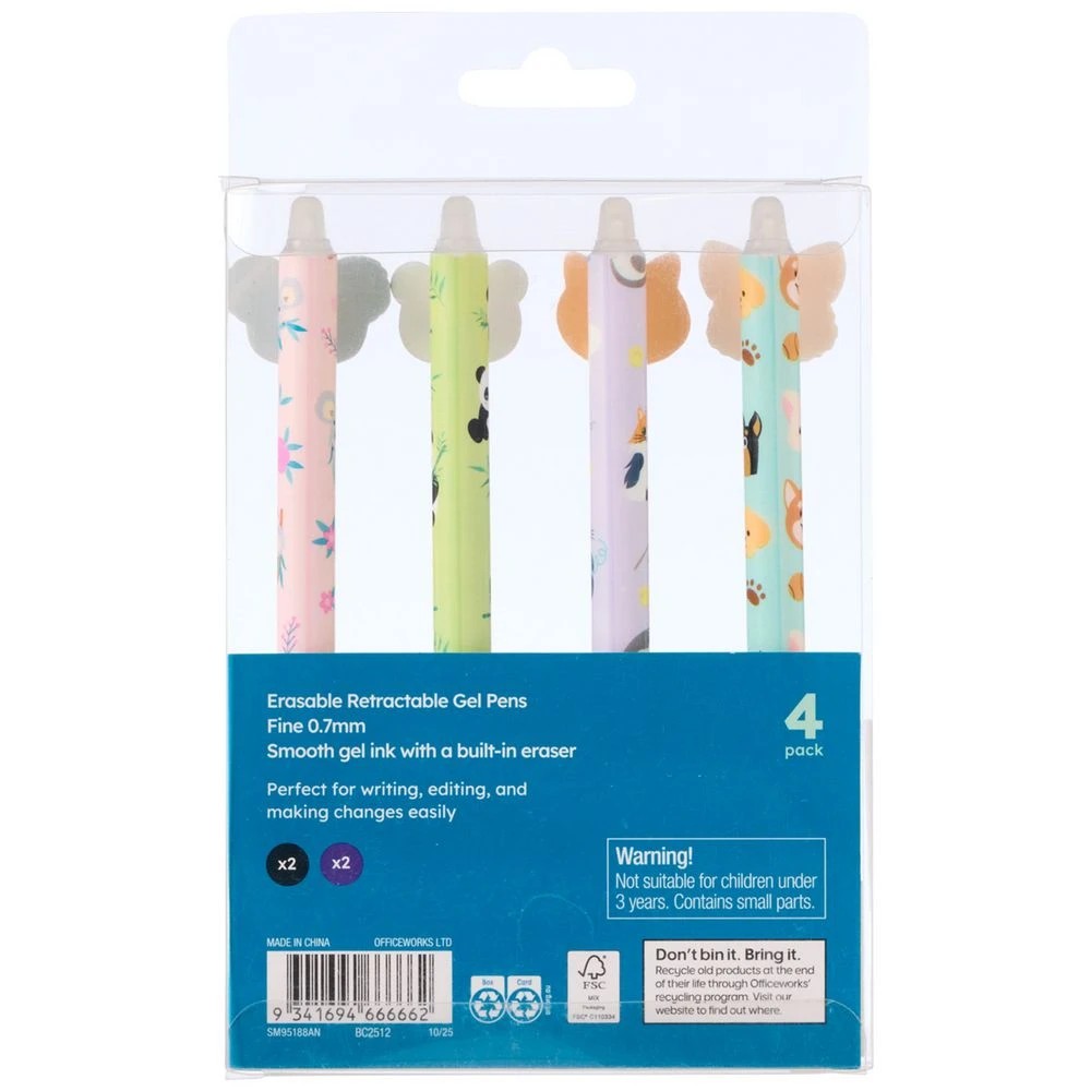 2 Studymate Novelty Erasable Gel Pen Animal 4 Pack, 2 of 5