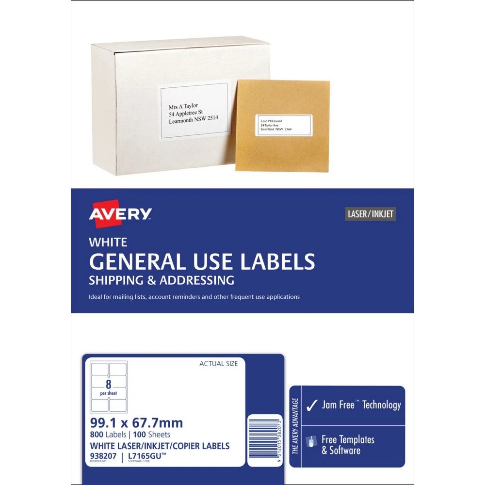 2 Avery 8UP Inkjet Laser General Use Labels White 100 Sheets, 2 of 4