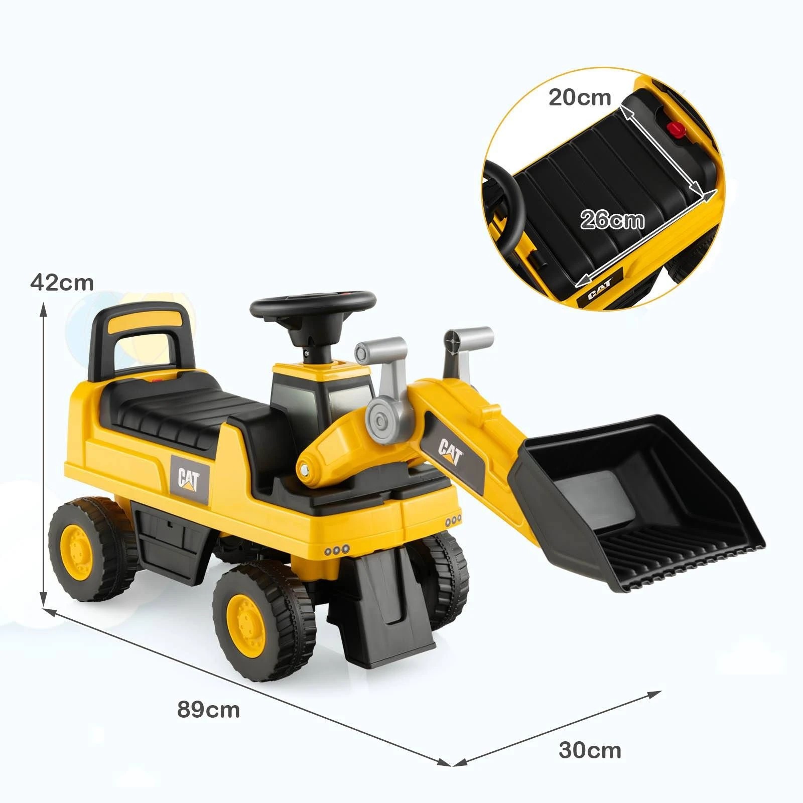 1 CostwayRide-On Excavator Toy Ride-On Bulldozer Truck - Yellow, 1 of 2