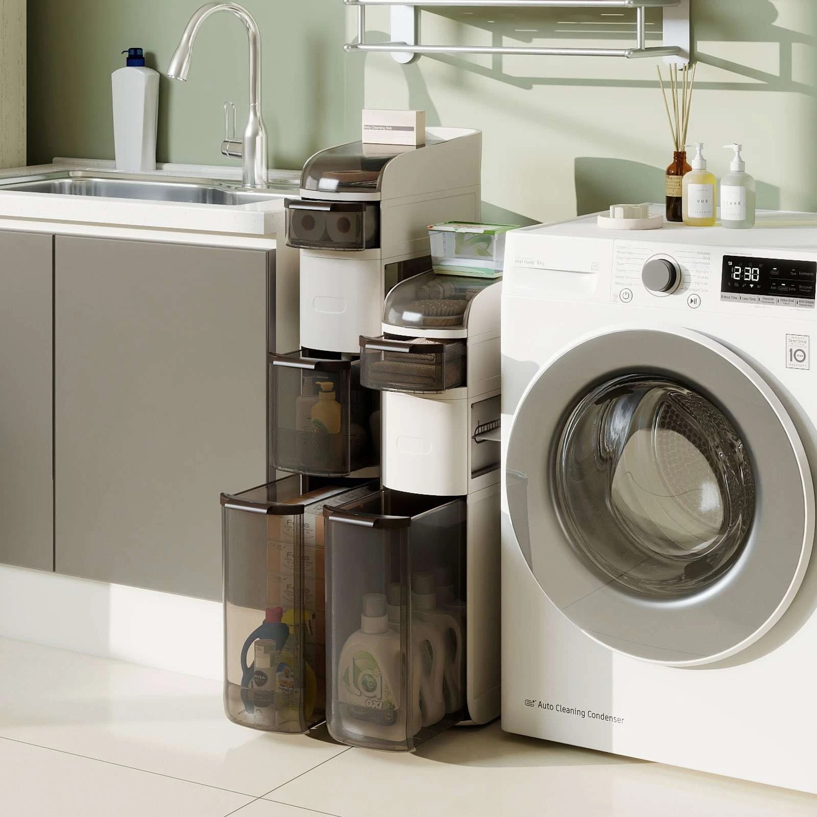 4 Costway 4-Tier Narrow Bathroom Storage Cabinet Toilet Paper Organizer, 4 of 5