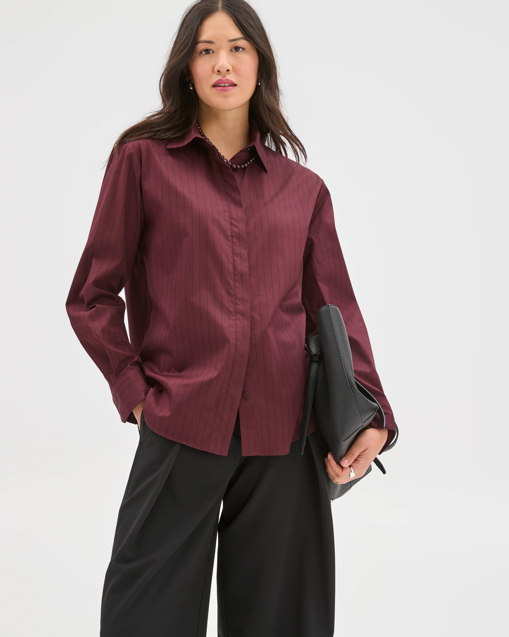 1 Preview Australian Cotton Poplin Shirt PINOT BURGUNDY, 1 of 8