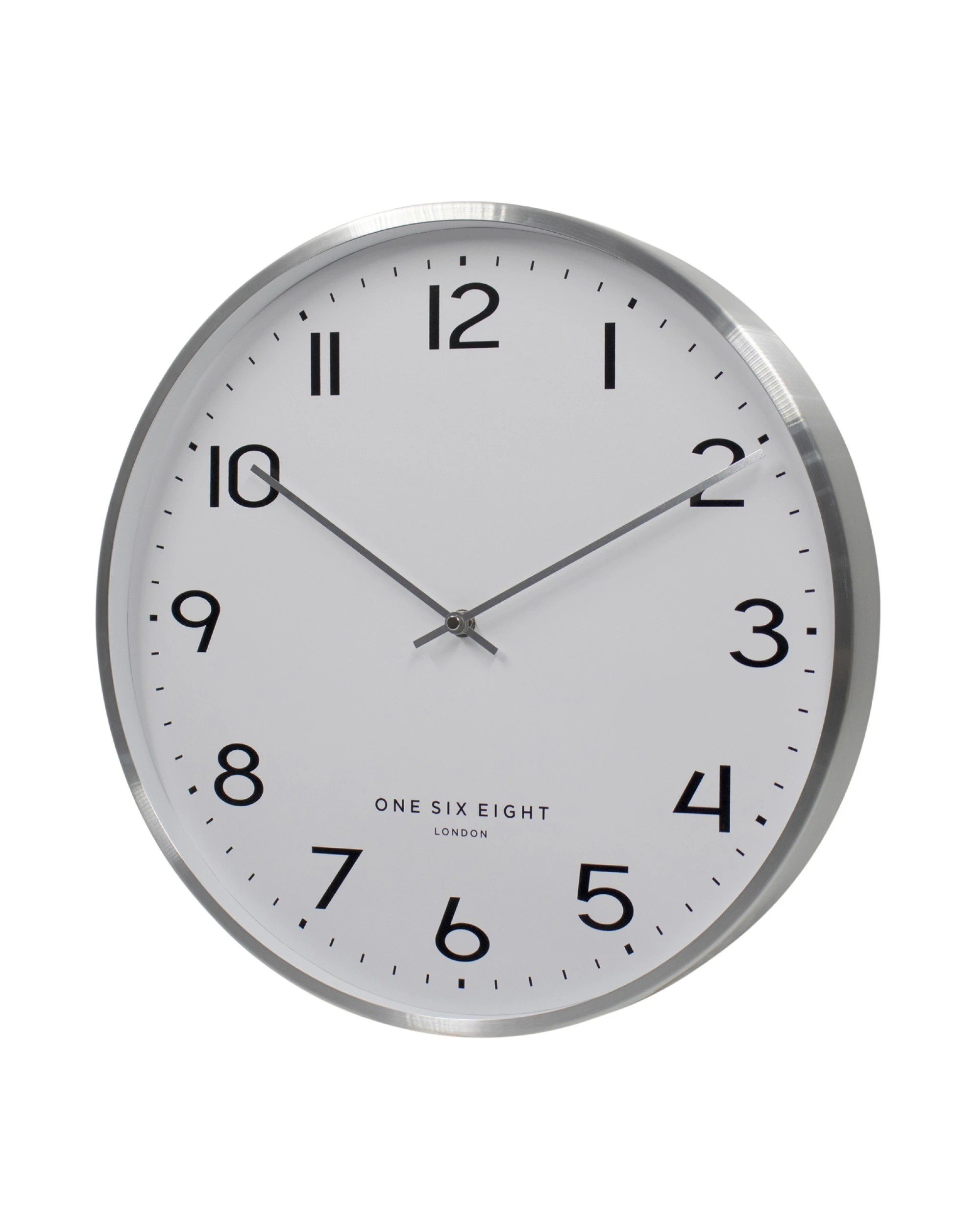 2 One Six Eight London Lise Silent Wall Clock - 40cm - Chrome - Silver, 2 of 4