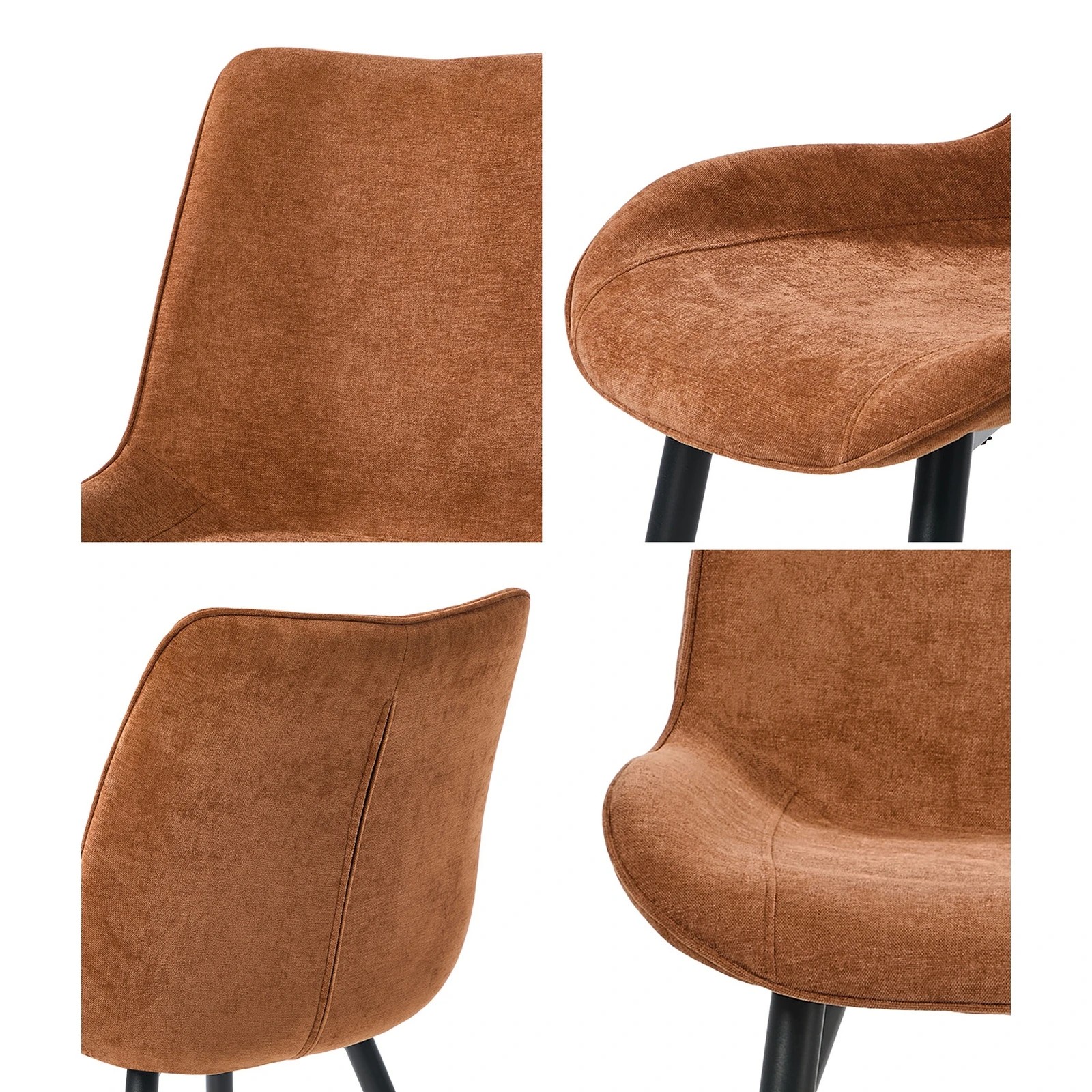 6 Oikiture 2x Dining Chairs Kitchen Accent Chairs Upholstered Linen Fabric- Orange, 6 of 9