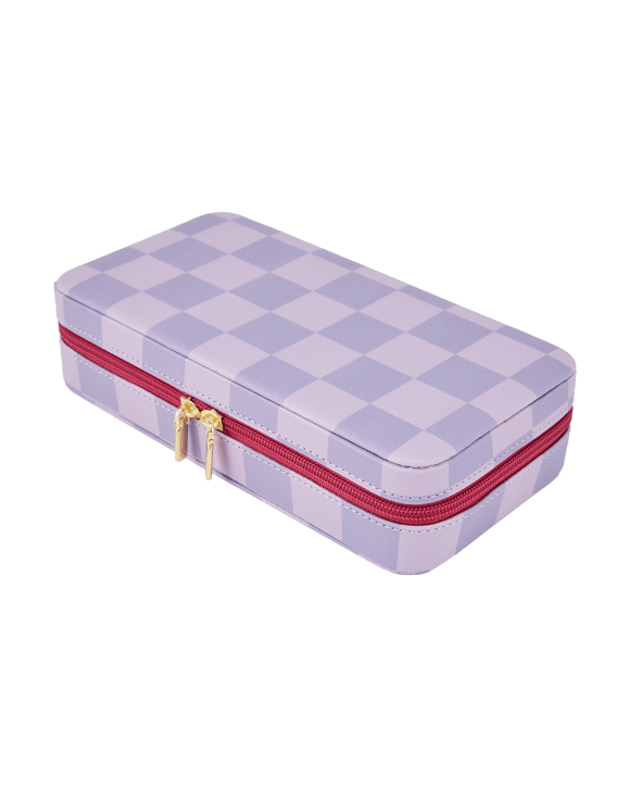 Lilac Check Jewellery Case