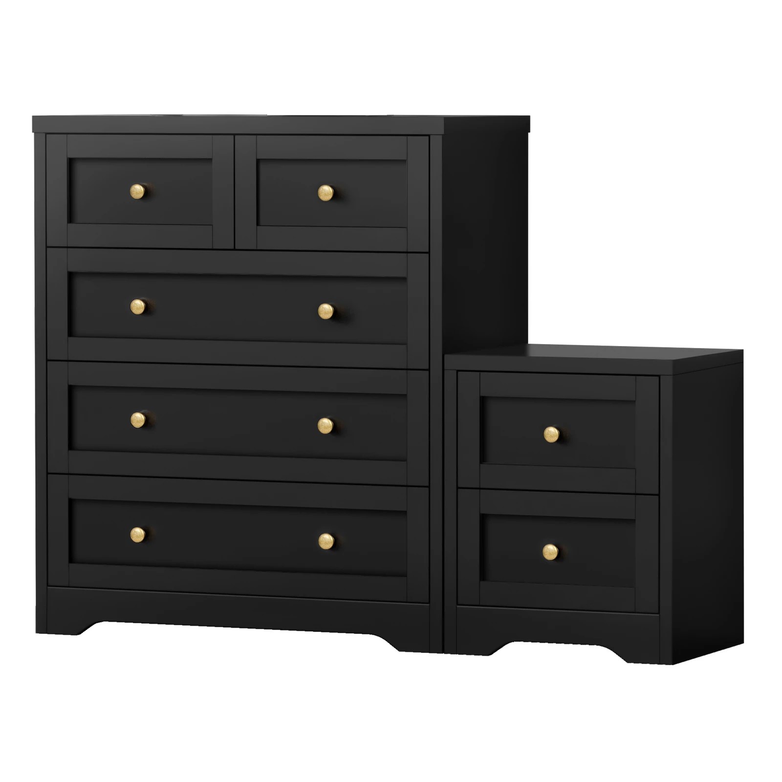 1 Alfordson 5 Chest of Drawers Bedside Table Hamptons Bedroom Storage - Black, 1 of 10
