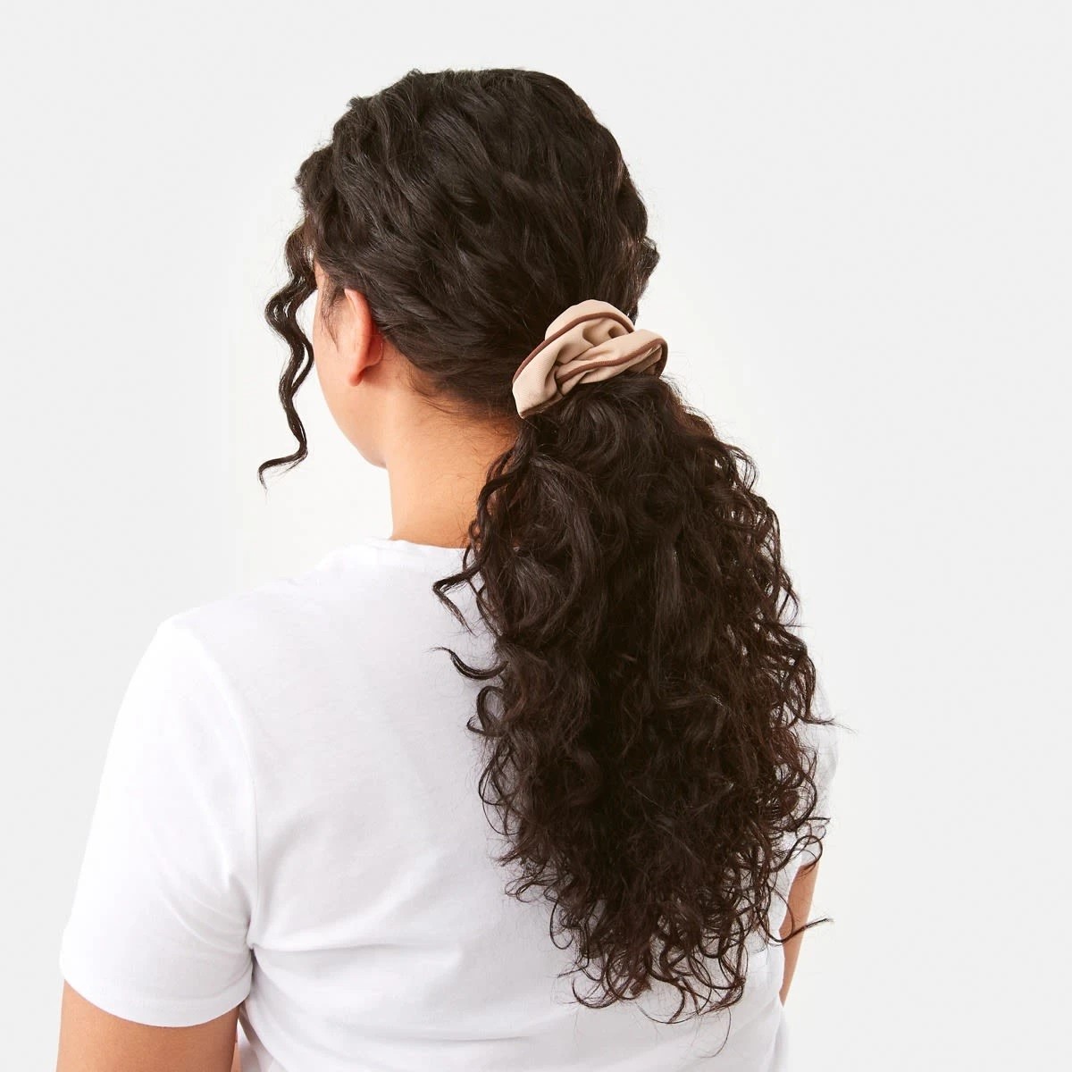 4 3 Pack Brown and Beige Contrast Trim Scrunchies, 4 of 5