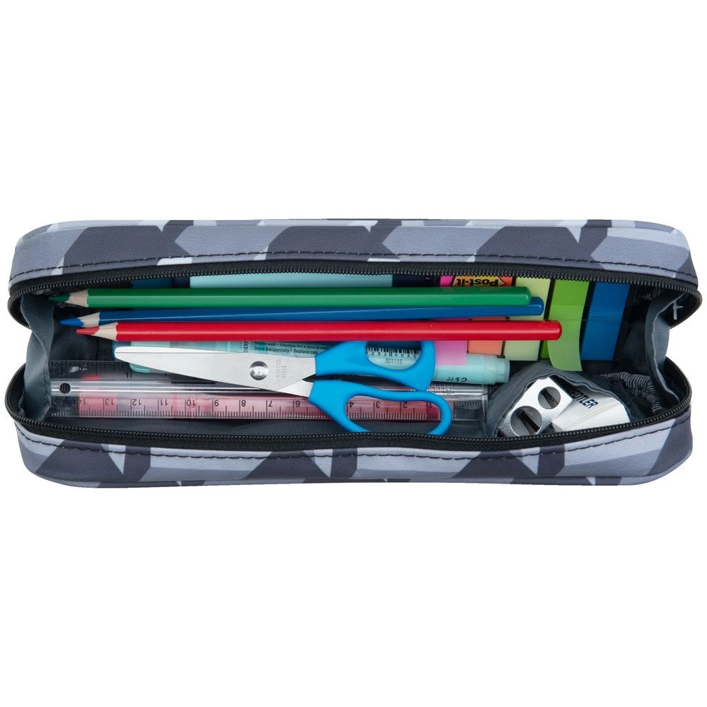 3 Liht Lab Twin Zip Multi Compartment Pencil Case Grey Camo, 3 of 4