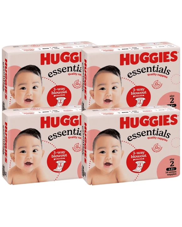 Huggies Essentials Nappies Infant 216 Pack