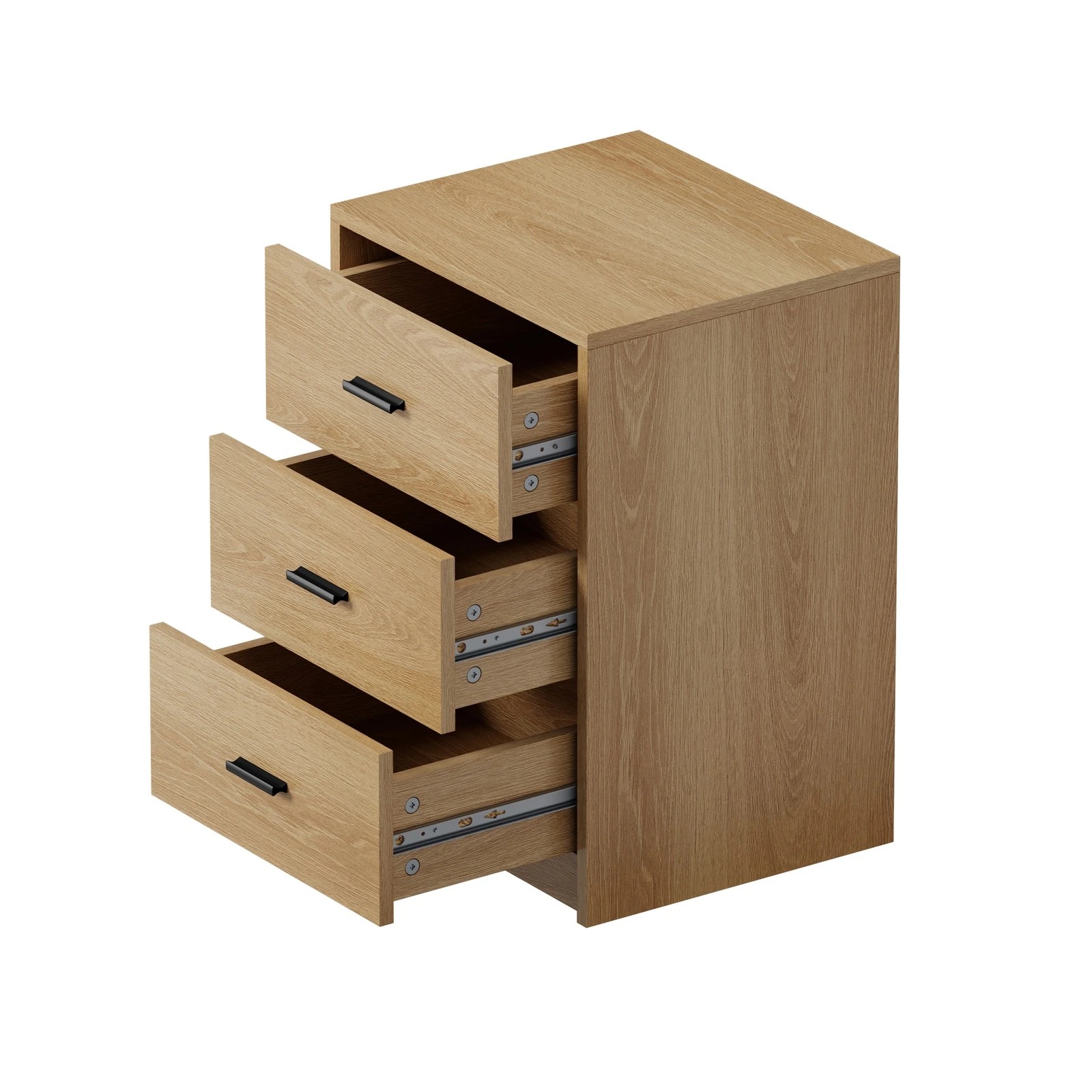 8 Oikiture 2x Bedside Table 3 Drawers Nightstand Bedroom Storage Side End - Natural, 8 of 9