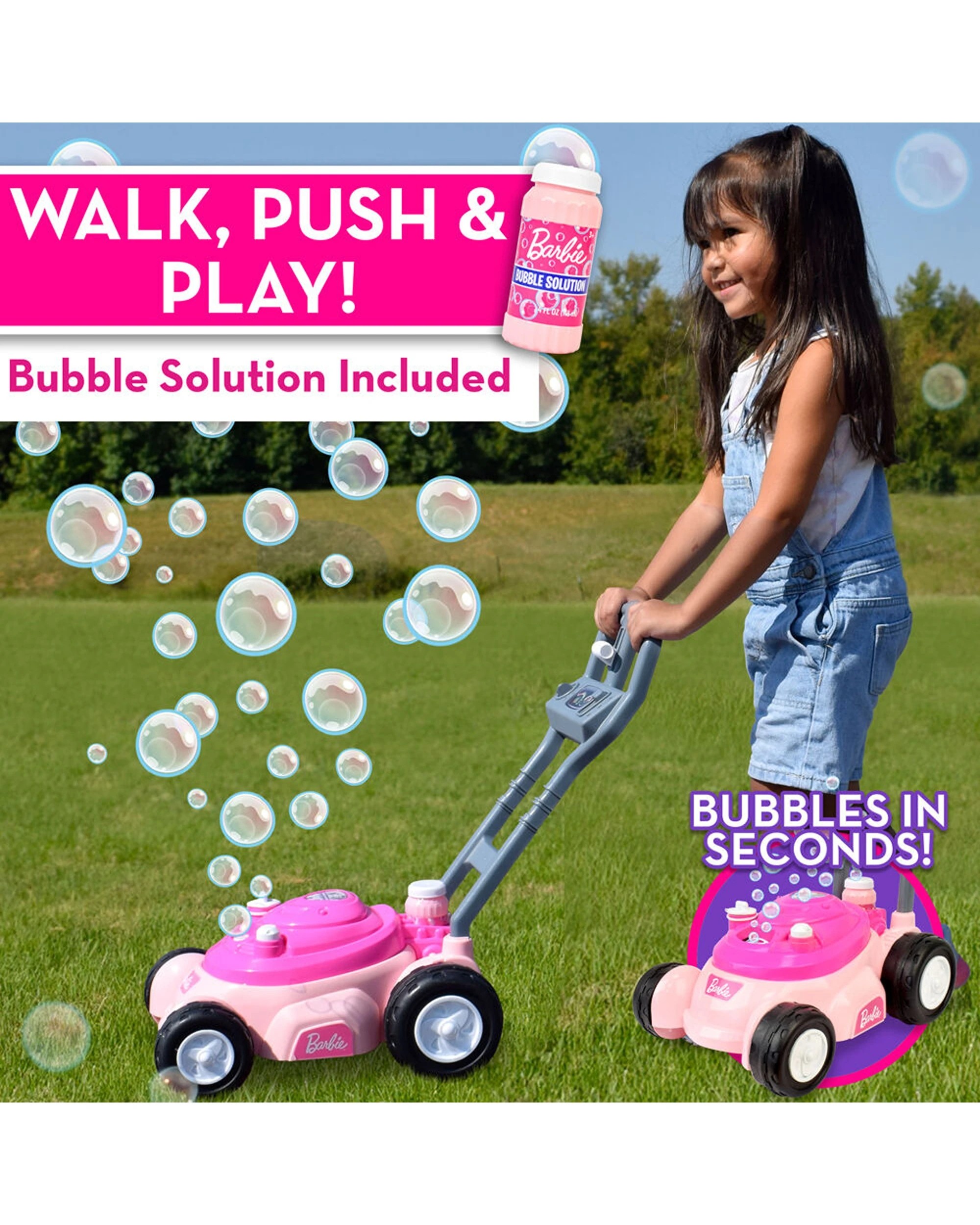 4 Barbie Bubble N Go Lawn Mower Automatic Bubbles Kids Outdoor Toy - Pink, 4 of 7
