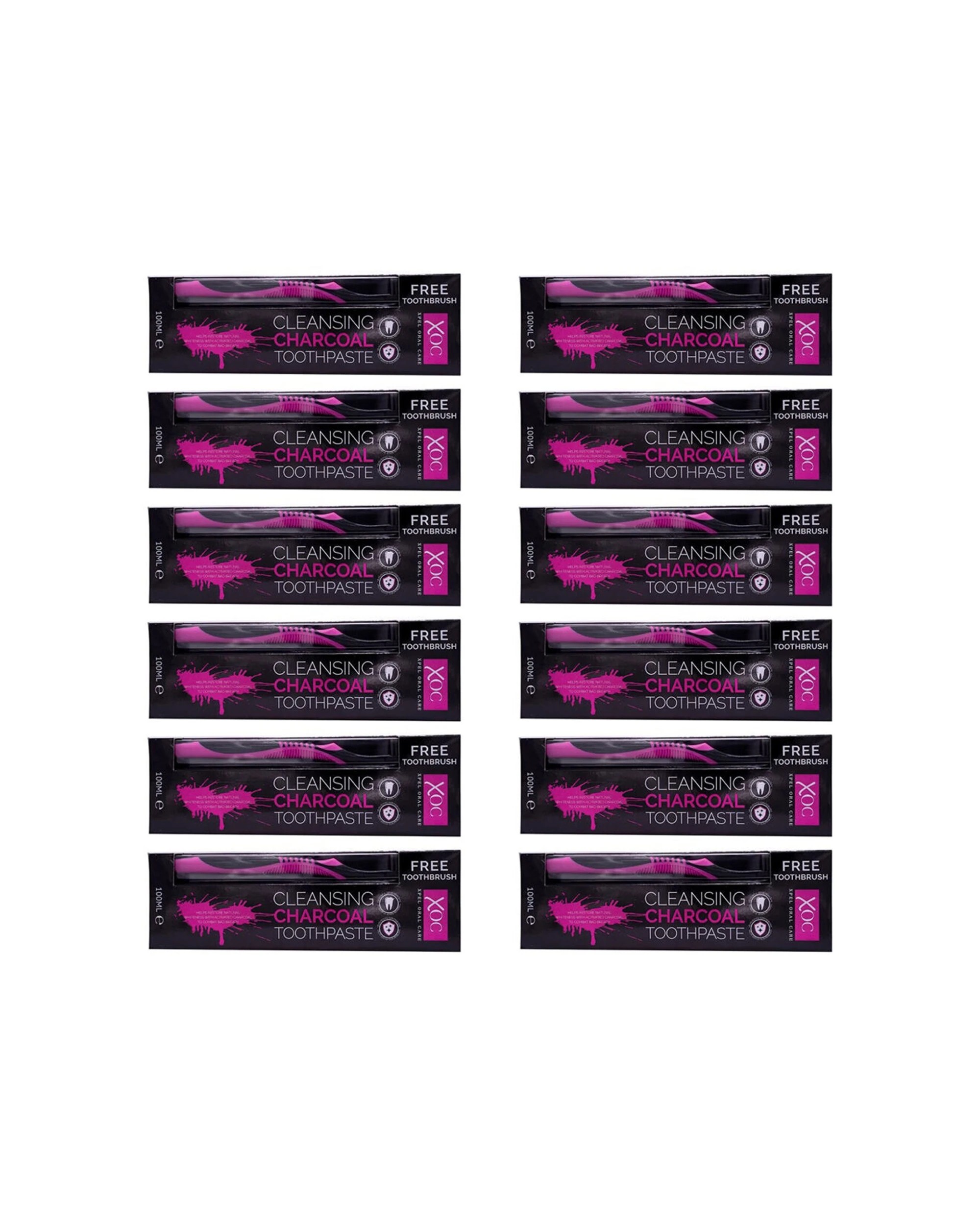 1 XOC 12PK Cleansing Charcoal Toothpaste Travel Oral Care 100ml - Multi, 1 of 7
