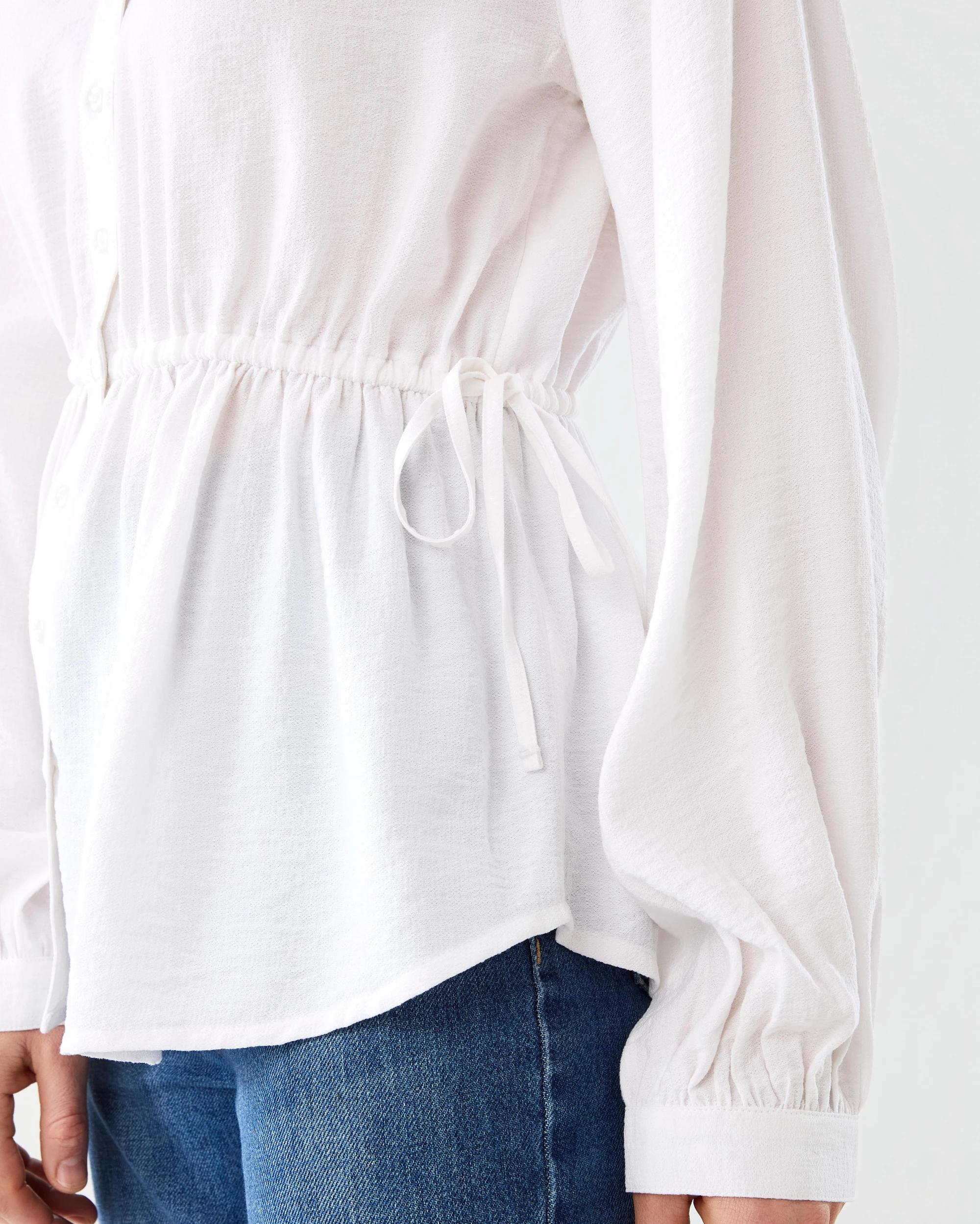 8 Long Sleeve Ruched Tie Top White, 8 of 8