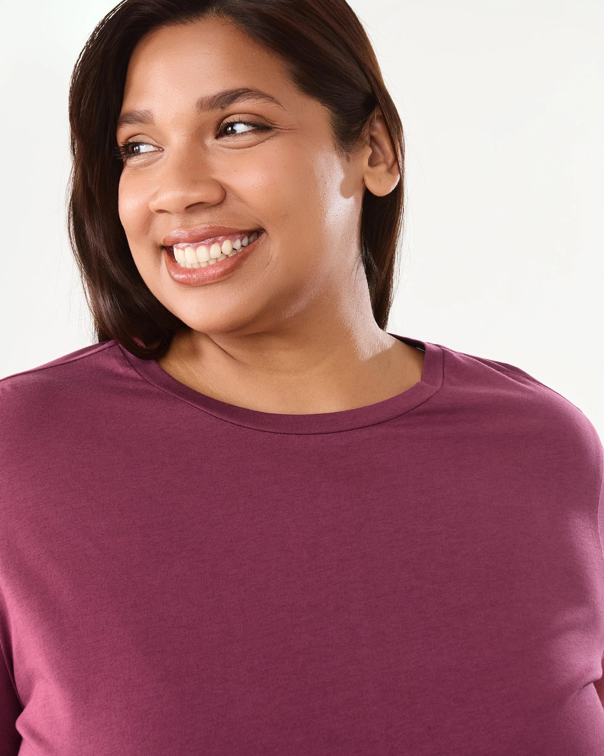 4 Curve Long Sleeve Cotton T-shirt Maroon, 4 of 7